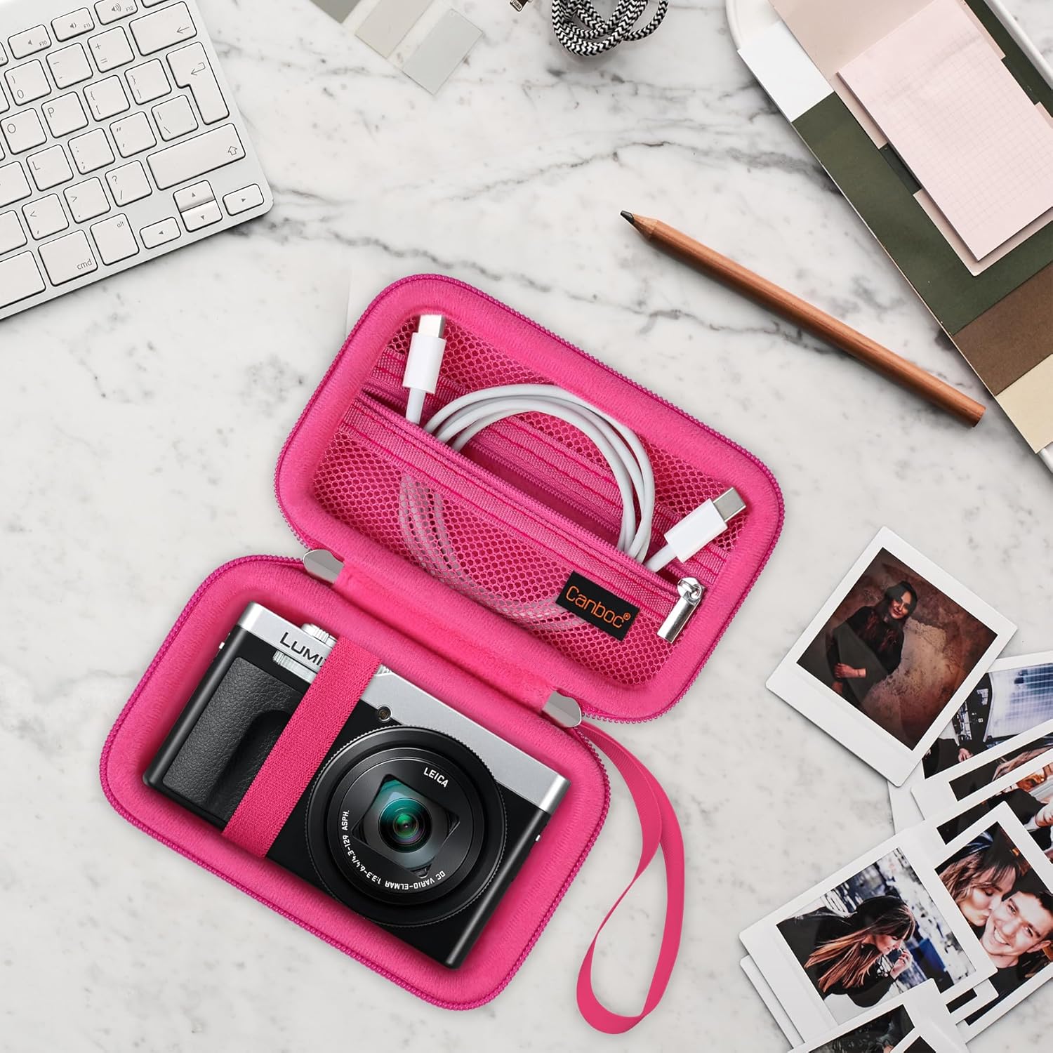 Thumbnail 6 de Canboc Tragetasche für Panasonic LUMIX DC-TZ99E/LX10/ZS80/ZS100/ZS70/ZS200/ZS60 4K Kompaktkamera – rosérot