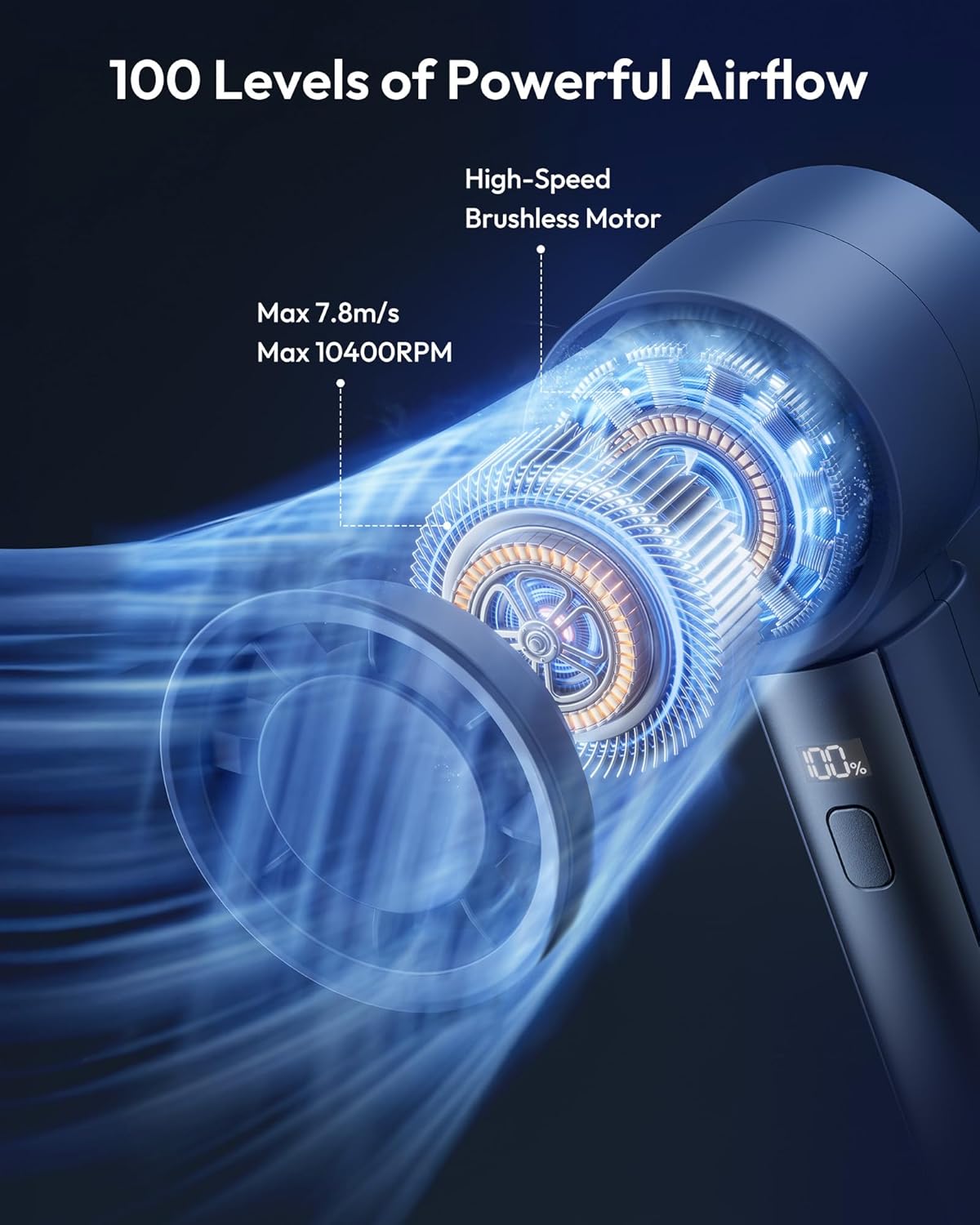 Thumbnail 1 de Gaiatop Powerful Handheld Fan Rechargeable (Navy Blue) – 100-level turbo portable pocket fan