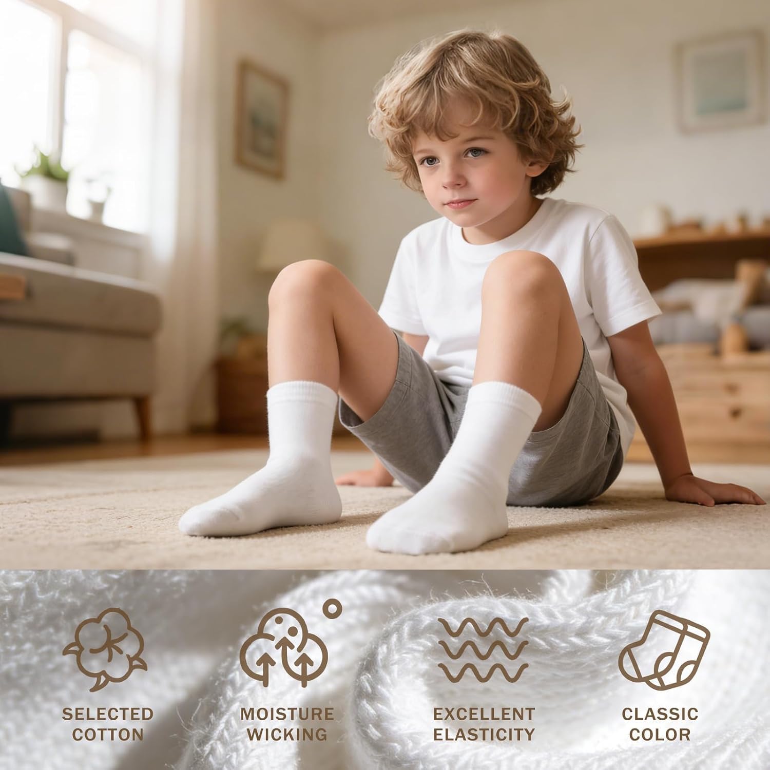 Detalle 2 de Bearbay Non-Slip Toddler Socks, 9 Pairs