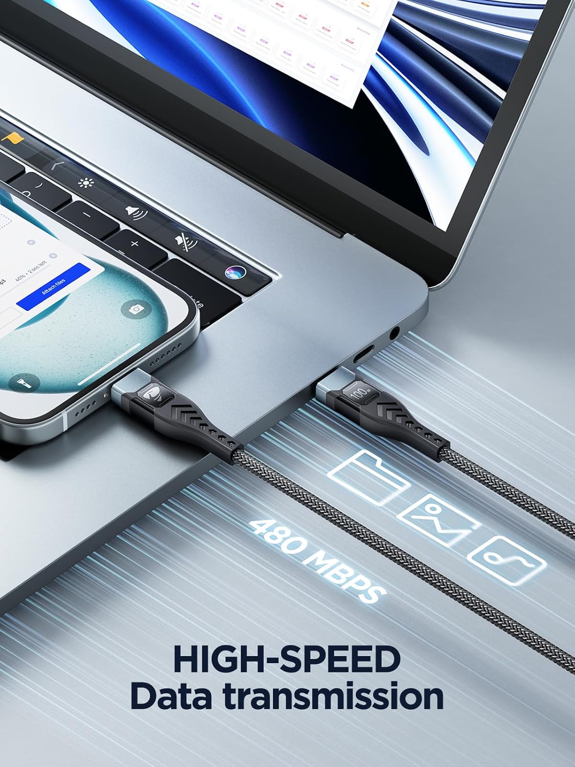 Detalle 2 de USB C to USB C 100W 2m fast charging cable