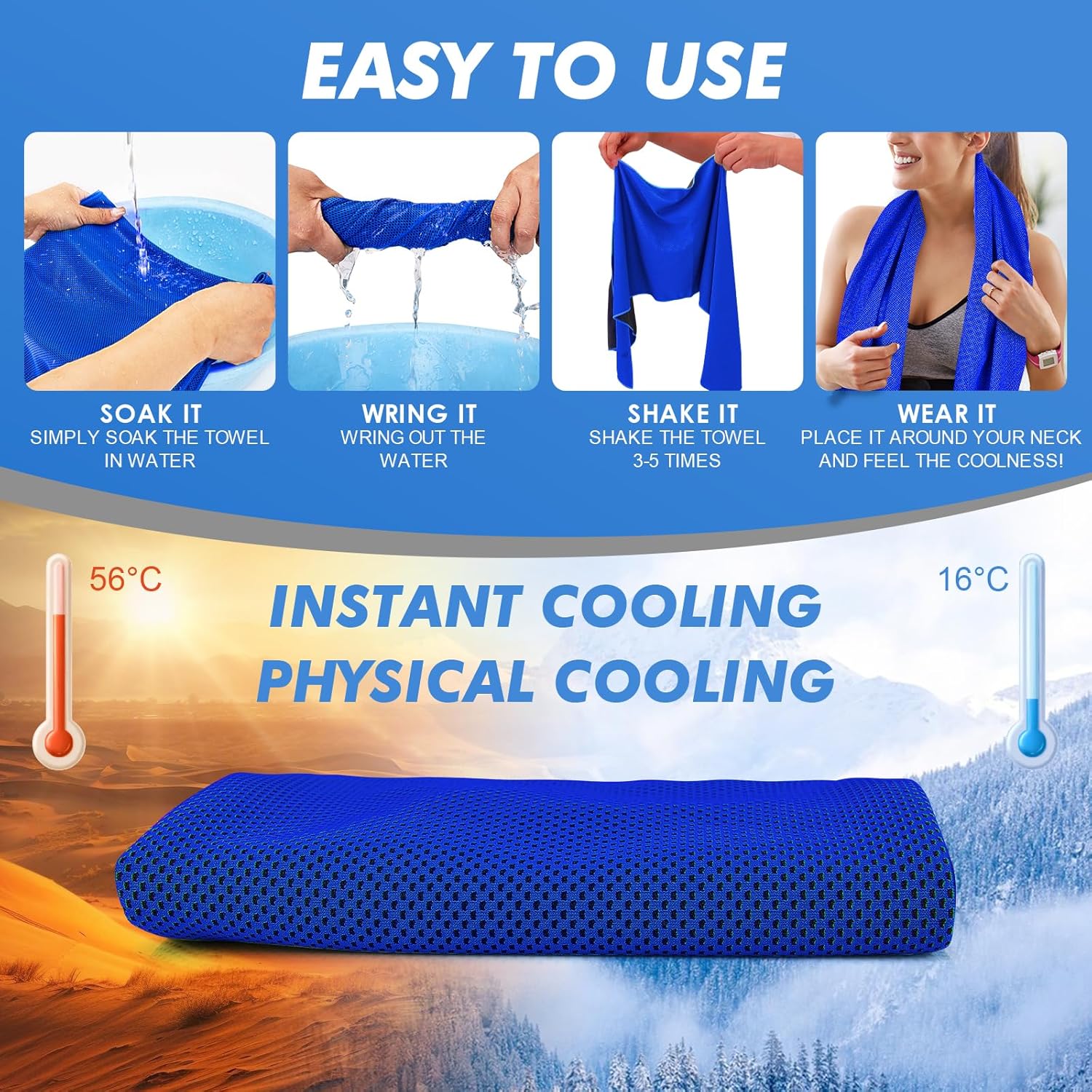 Thumbnail 1 de CSITE 4 Pack Cooling Towels (47"x12") for Neck and Face