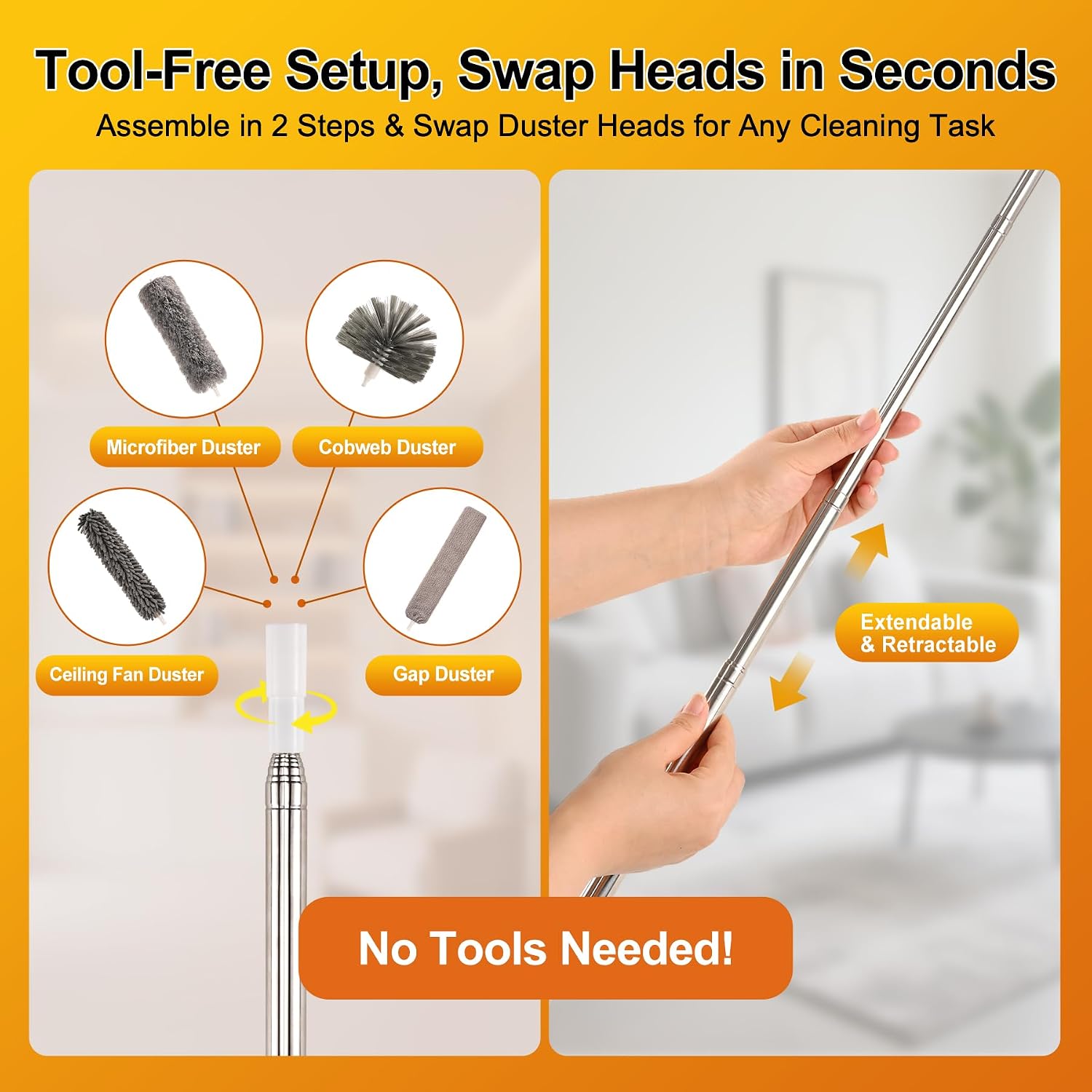 Thumbnail 6 de Tiumso 5-in-1 Microfiber Duster Kit with 100-Inch Telescoping Pole
