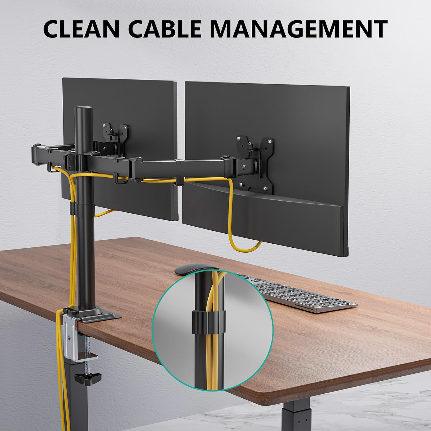 Detalle de WALI M002 Dual Monitor Arm for 13–27-Inch Screens, Adjustable, VESA 75/100mm