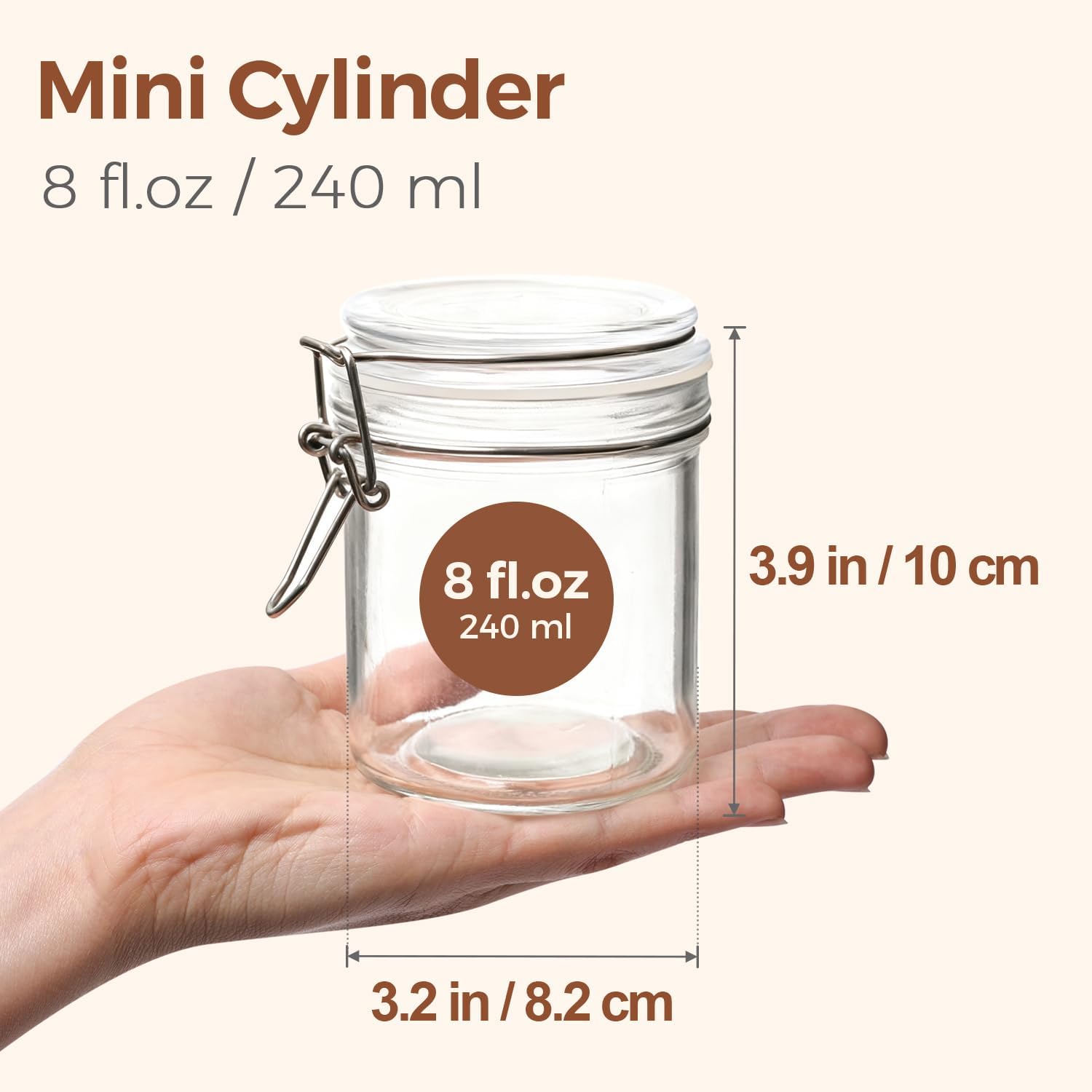 Detalle 2 de ComSaf 8oz Glass Jars with Airtight Lids (Value Pack of 12) — cylindrical pantry canisters for spices, jams & sourdough discard