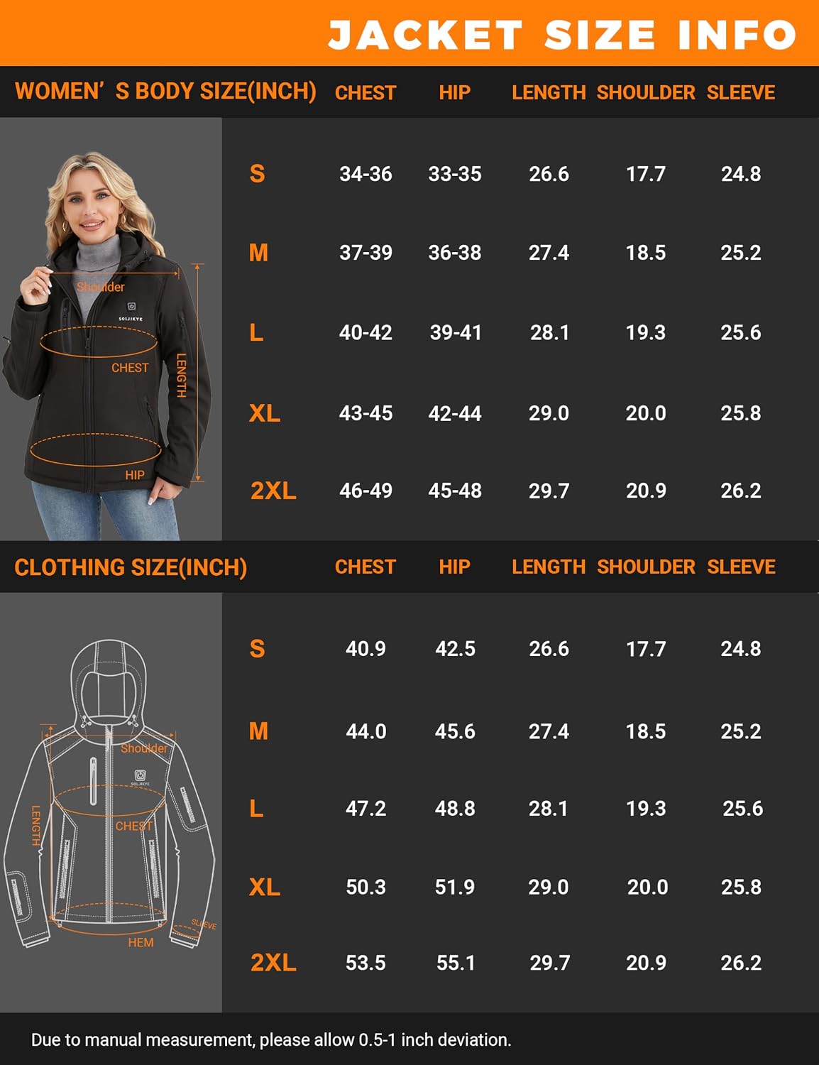 Thumbnail 6 de SOLJIKYE Women's Heated Jacket, 8 Zones, 20,000mAh Battery, Hooded Softshell