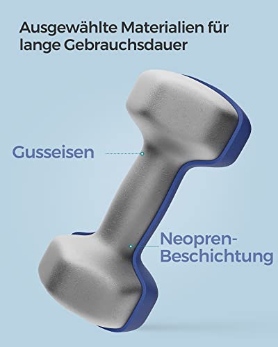 Detalle de SONGMICS Hanteln 2 Stück, 2 × 4 kg, sechseckige Hanteln mit Neopren-/Vinyloberfläche, Blau (SYL908Q01)