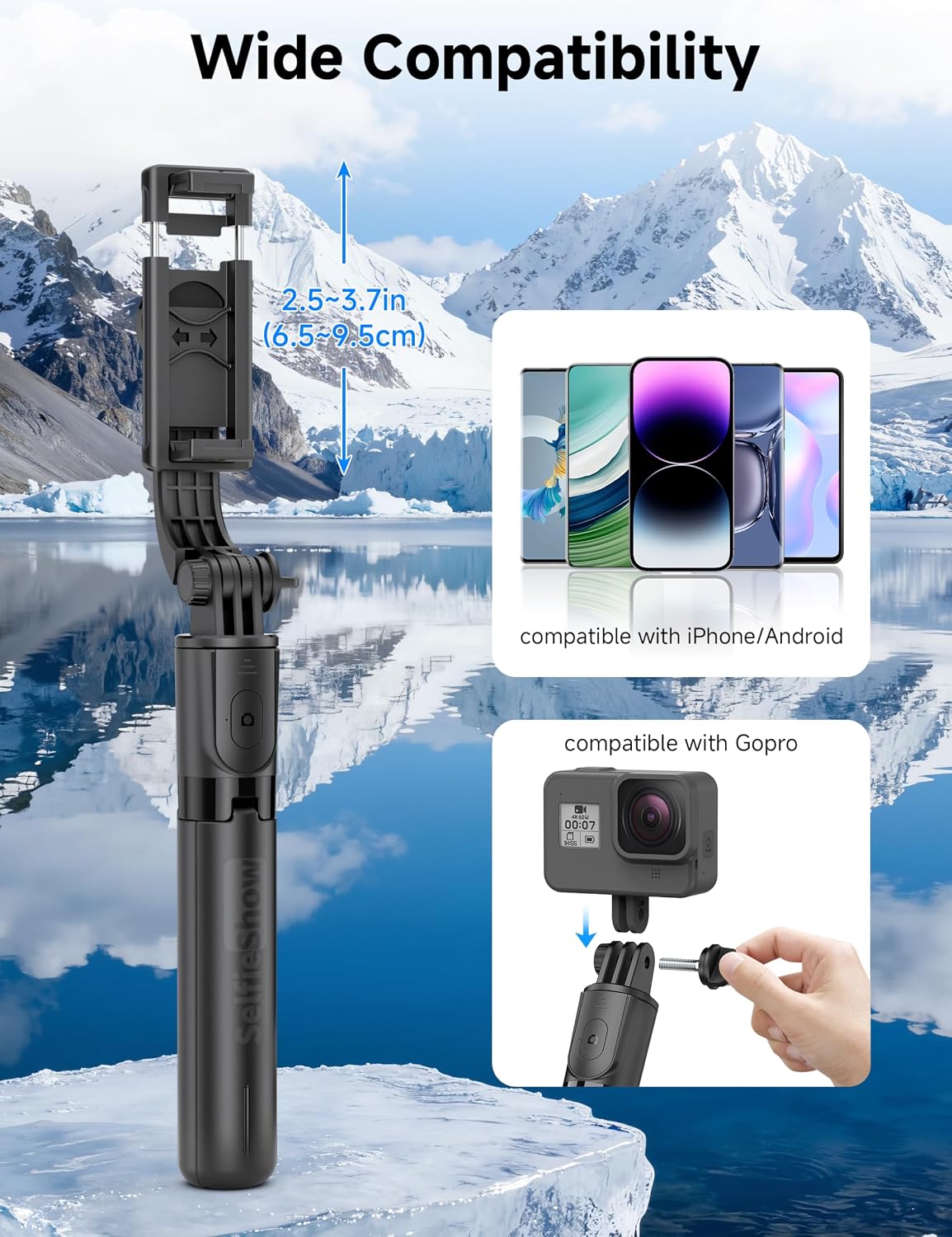 Detalle 2 de SelfieShow F01S Selfie Stick Tripod with LED Fill Light and Remote