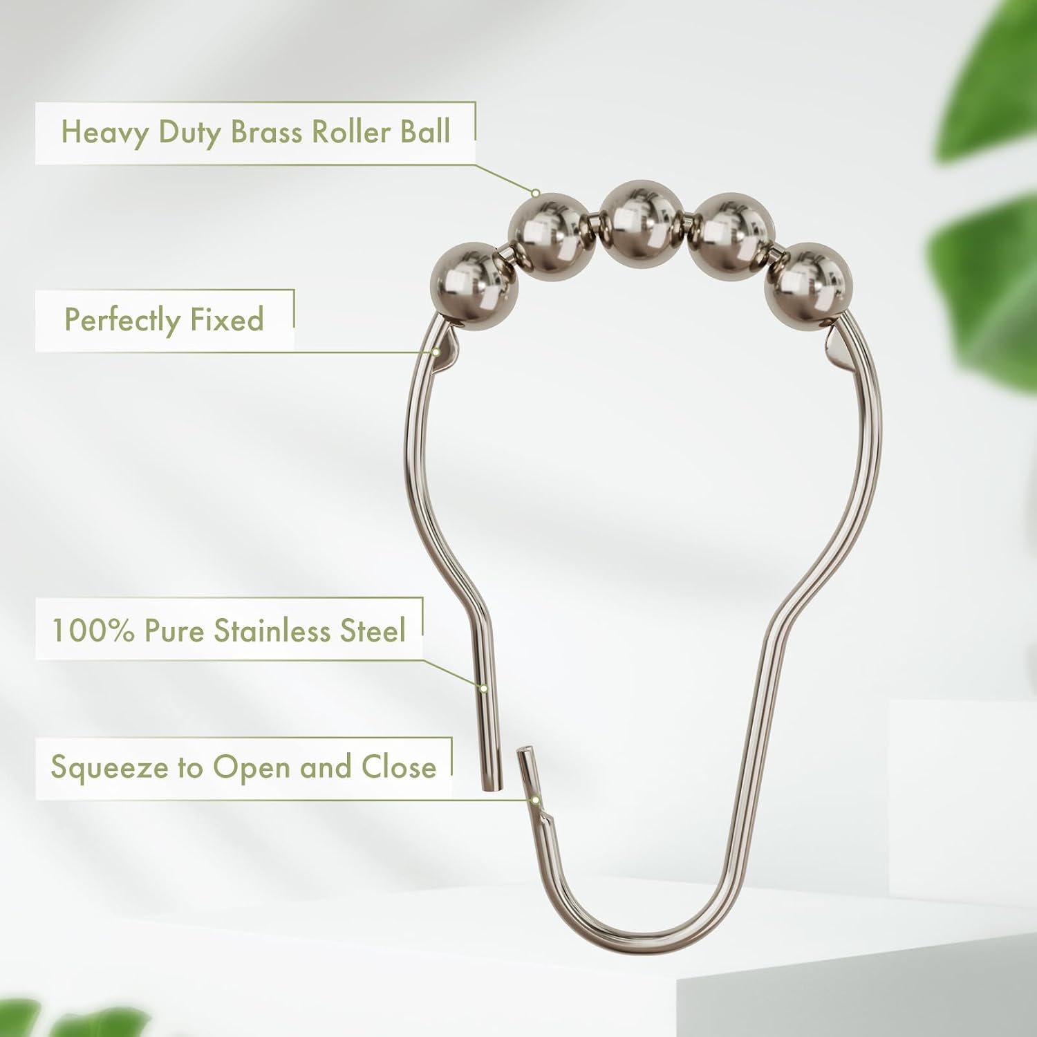 Detalle de Amazer Shower Curtain Hooks, Polished Nickel