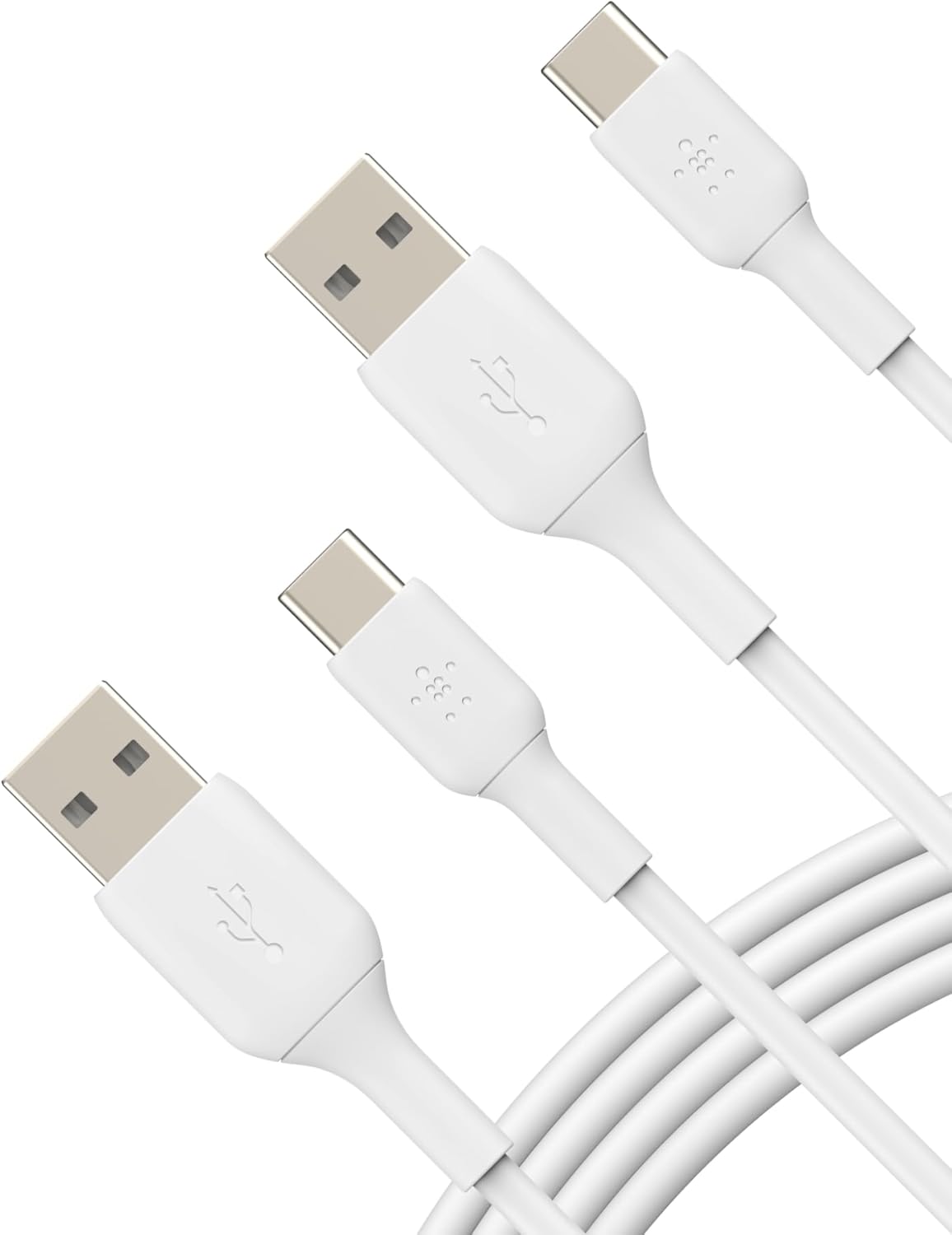 Detalle de Belkin BoostCharge USB-C-Ladekabel 2er-Set, USB-C zu USB-A/USB-C, 1 m – Weiß