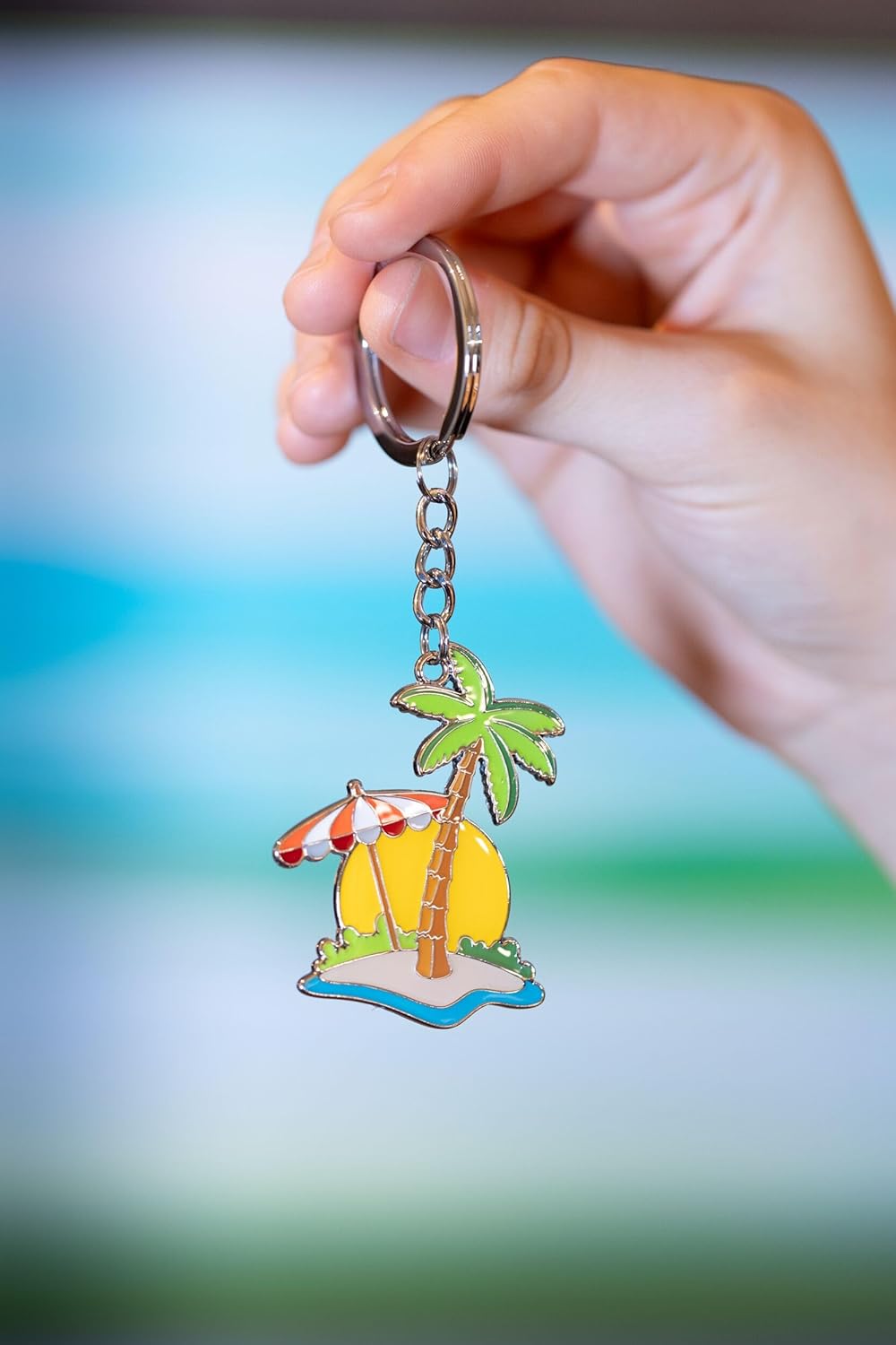 Detalle de TROIKA Schlüsselanhänger Urlaub (Insel mit Palme) – SCHÖNEN URLAUB