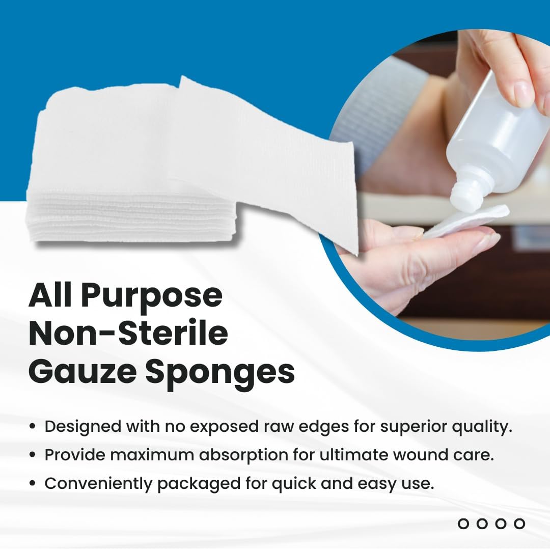 Detalle de Dealmed Non-Woven Gauze Sponges - 4-Ply, 4" x 4" (200 Count per Sleeve, Pack of 2)