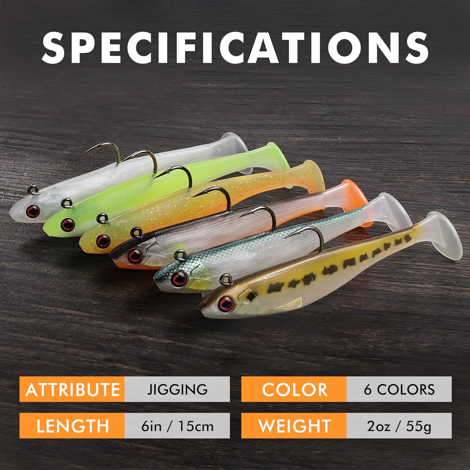 Thumbnail 5 de TRUSCEND Shadtale Soft Fishing Lures with BKK Hooks – Easy Catch Trembly Sinking & Vibrating Swim