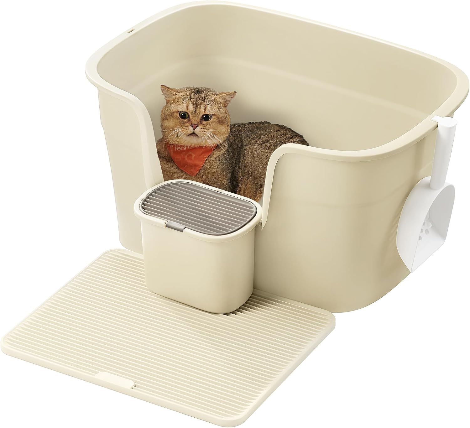 Thumbnail 6 de Feandrea BOXAL PPT003G02 extra grote open kattenbak, hoogzijdig, leigrijs