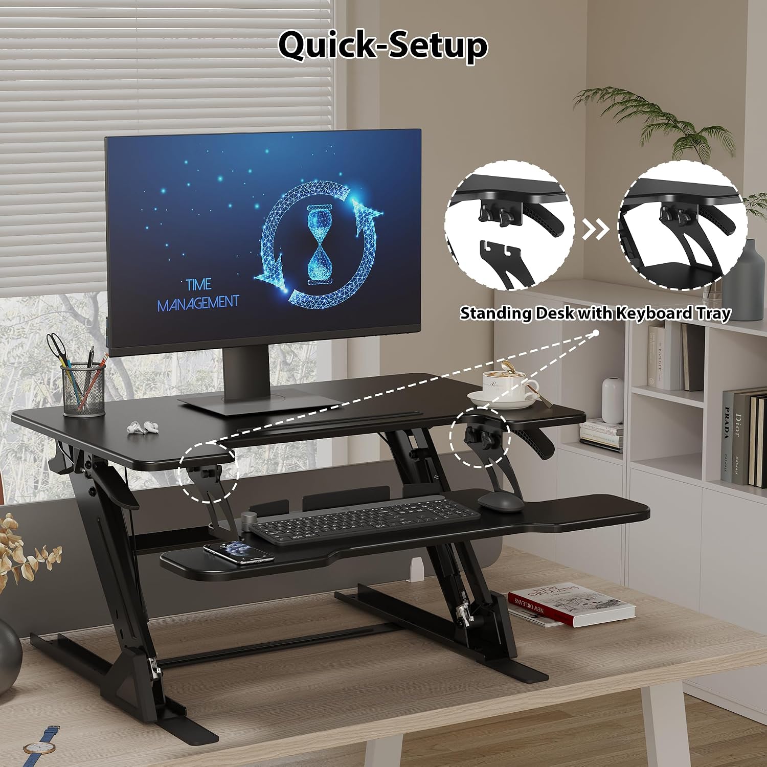 Thumbnail 6 de BONTEC scrivania regolabile in altezza con doppia molla per doppio monitor (81,3 x 52,2 cm), capacità fino a 15 kg