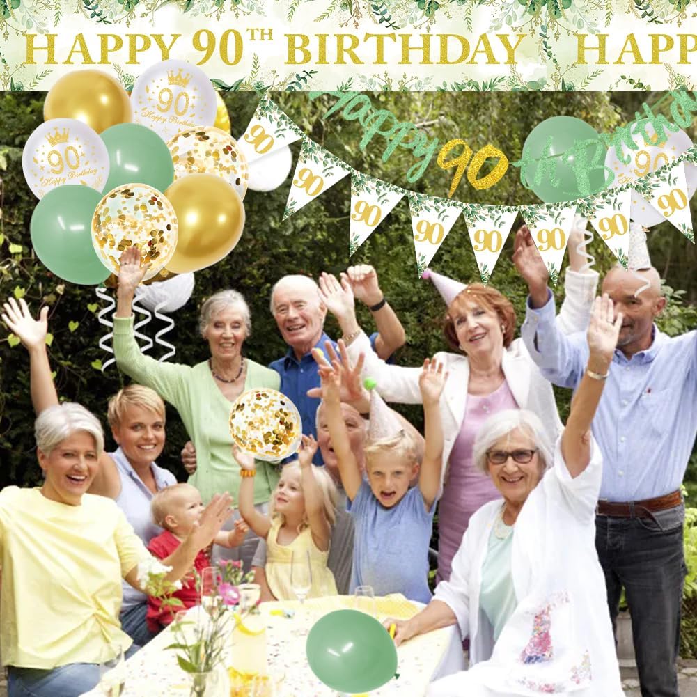 Detalle 2 de Sage Green 90th Birthday Party Decorations ๐