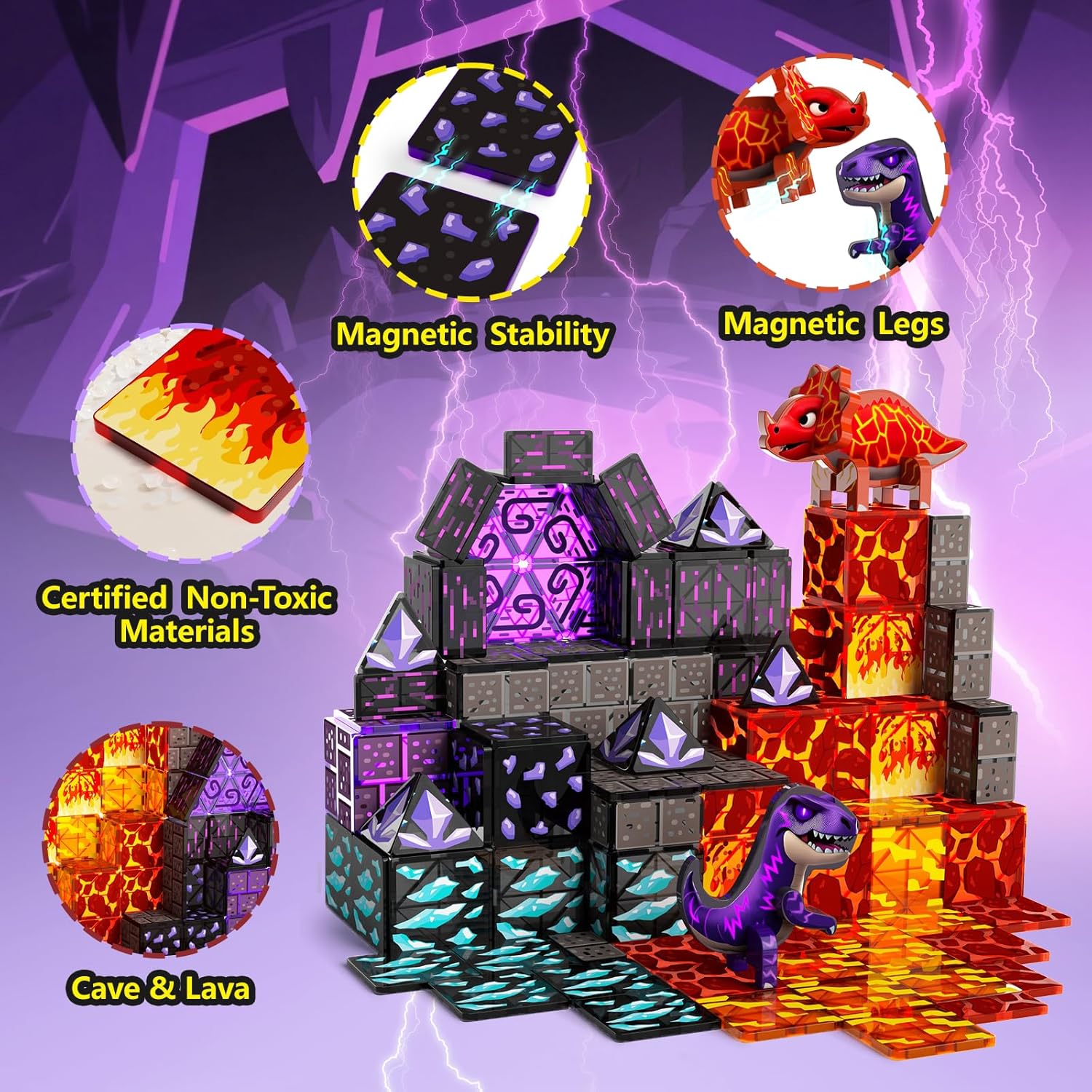 Thumbnail 5 de GobiDex Lava Cave Magnetic Tiles 3+ 🧩