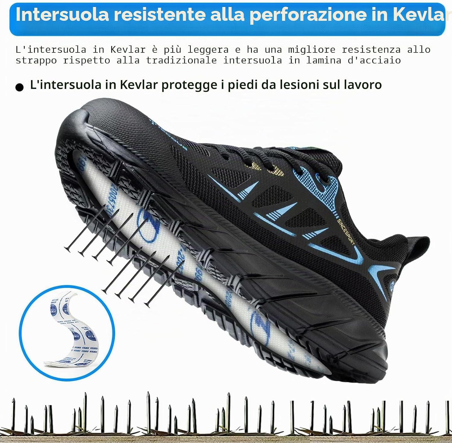 Thumbnail 4 de Scarpe Antinfortunistiche ISOOUS da Uomo leggere con punta in acciaio antiscivolo (blu)