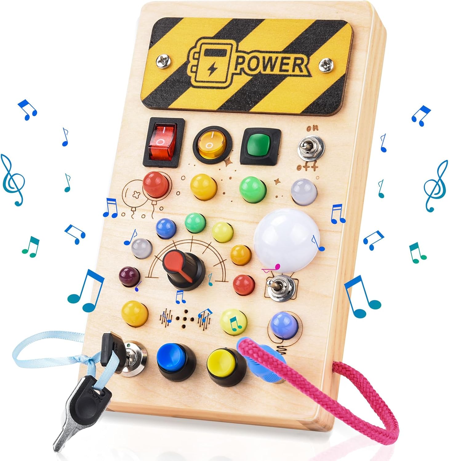 Thumbnail 6 de Busy Board Montessori in legno con 8 interruttori, 15 LED e 6 musiche (da 1 anno)