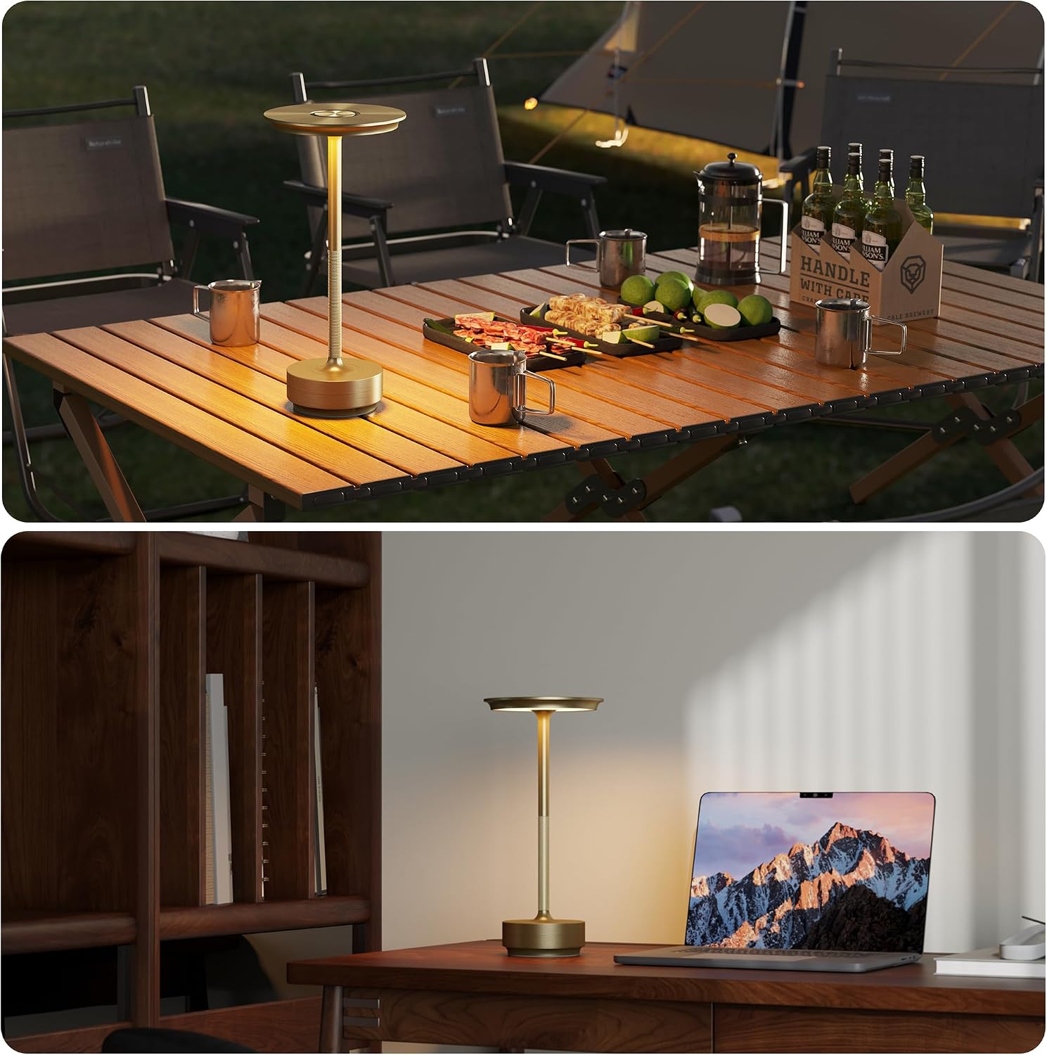 Detalle 2 de TBBGA 2-Pack Rechargeable Cordless Table Lamps (Gold) with Stepless Dimming & Memory