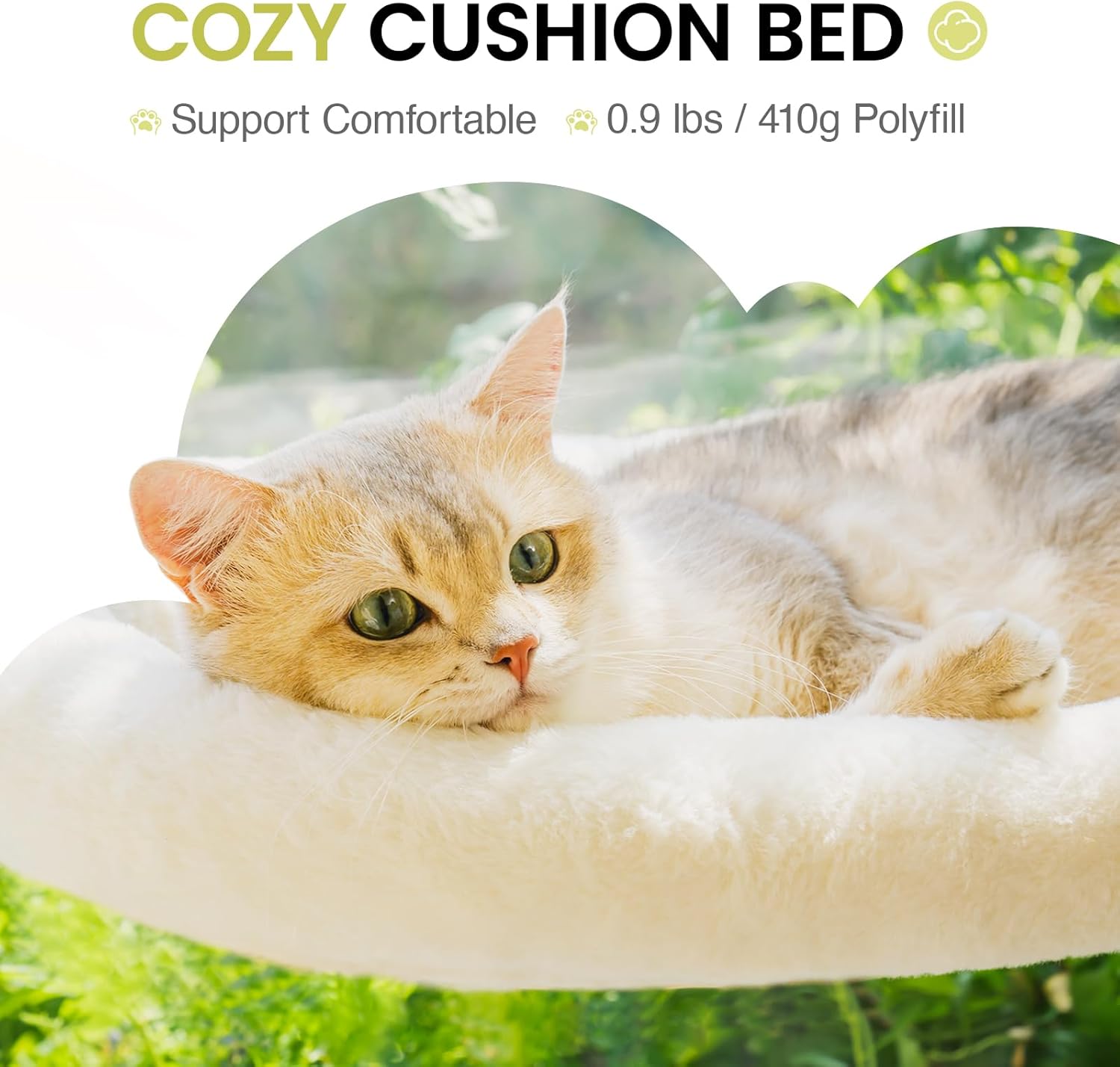 Thumbnail 1 de EDAGNY Hamac élégant pour Chat à fenêtre Pliable – Lit en Peluche avec Housse épaisse Amovible, Structure en Acier Stable Jusqu’à 18 kg (Kaki, M)