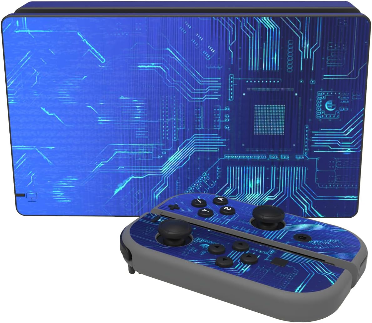 Thumbnail 4 de eXtremeRate Full Set Faceplate Skin Decals and Screen Protectors for Nintendo Switch – Blue Light Graphic