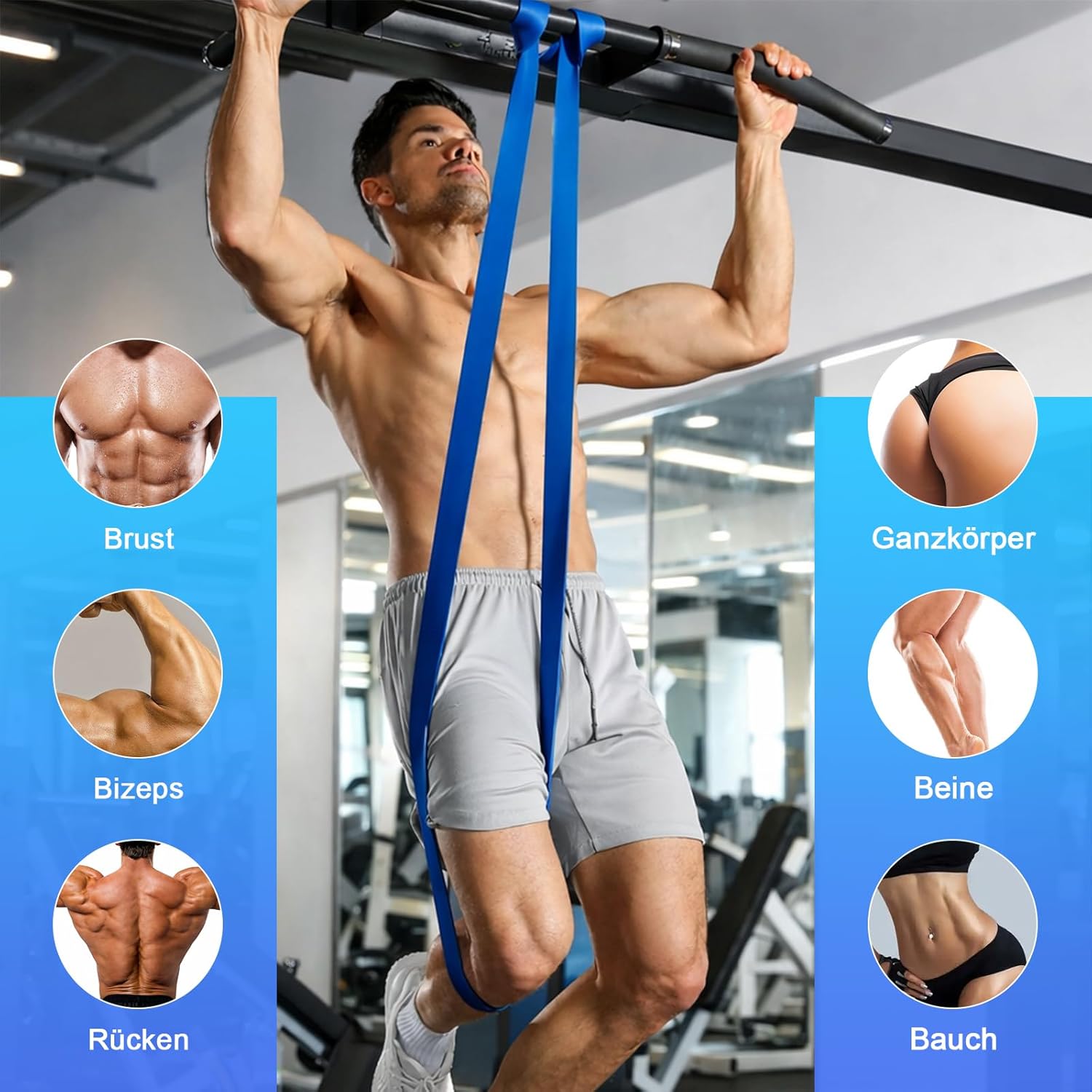 Thumbnail 3 de SURFOU Elastici Fitness con 5 livelli di resistenza, 2 maniglie e ancoraggio porta