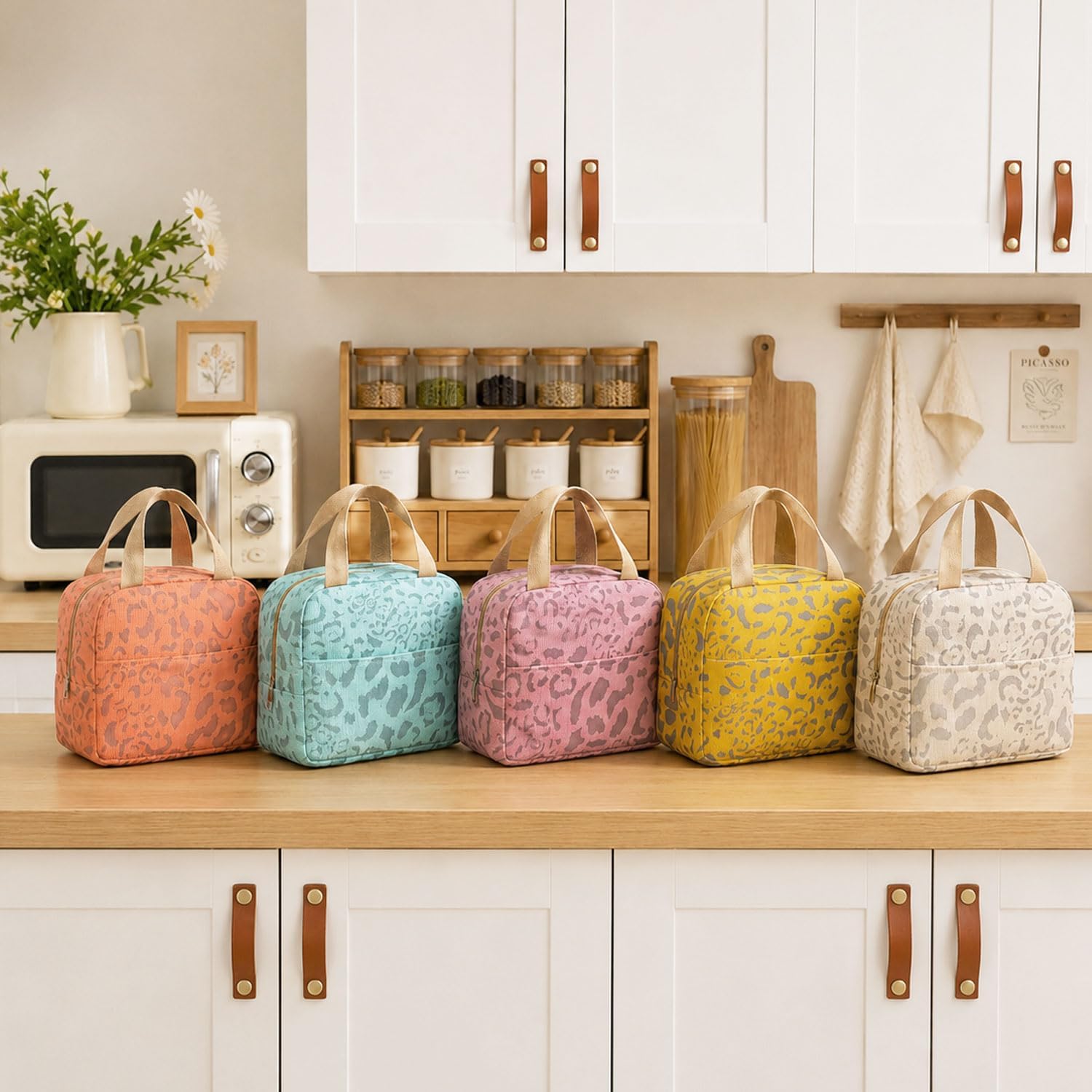 Thumbnail 6 de Arae Lunch Bag Women Men - Reusable Leakproof Cooler Tote, 4L Insulated Lunchbox in Ink Pattern Pink