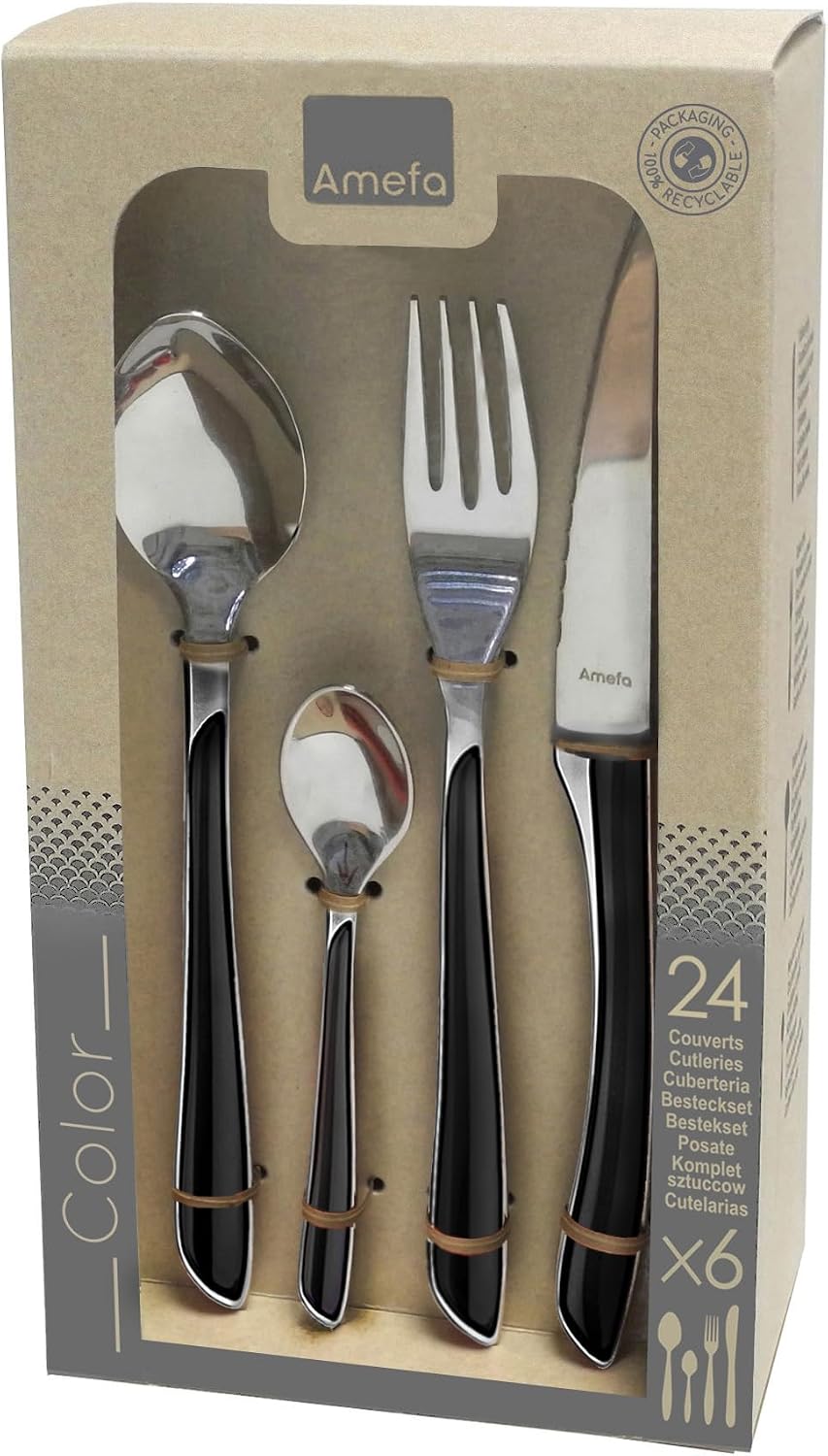 Thumbnail 6 de AMEFA Ménagère ECLAT Noir – 24 couverts pour 6 personnes (acier inox 18/0, finition brillante)