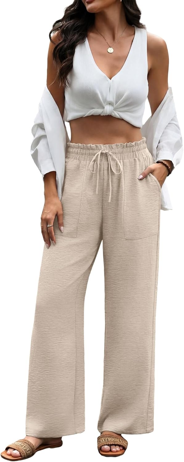 Thumbnail 2 de WIHOLL Women's Wide Leg Pants with Pockets – Flowy Comfort for Summer to Vacation