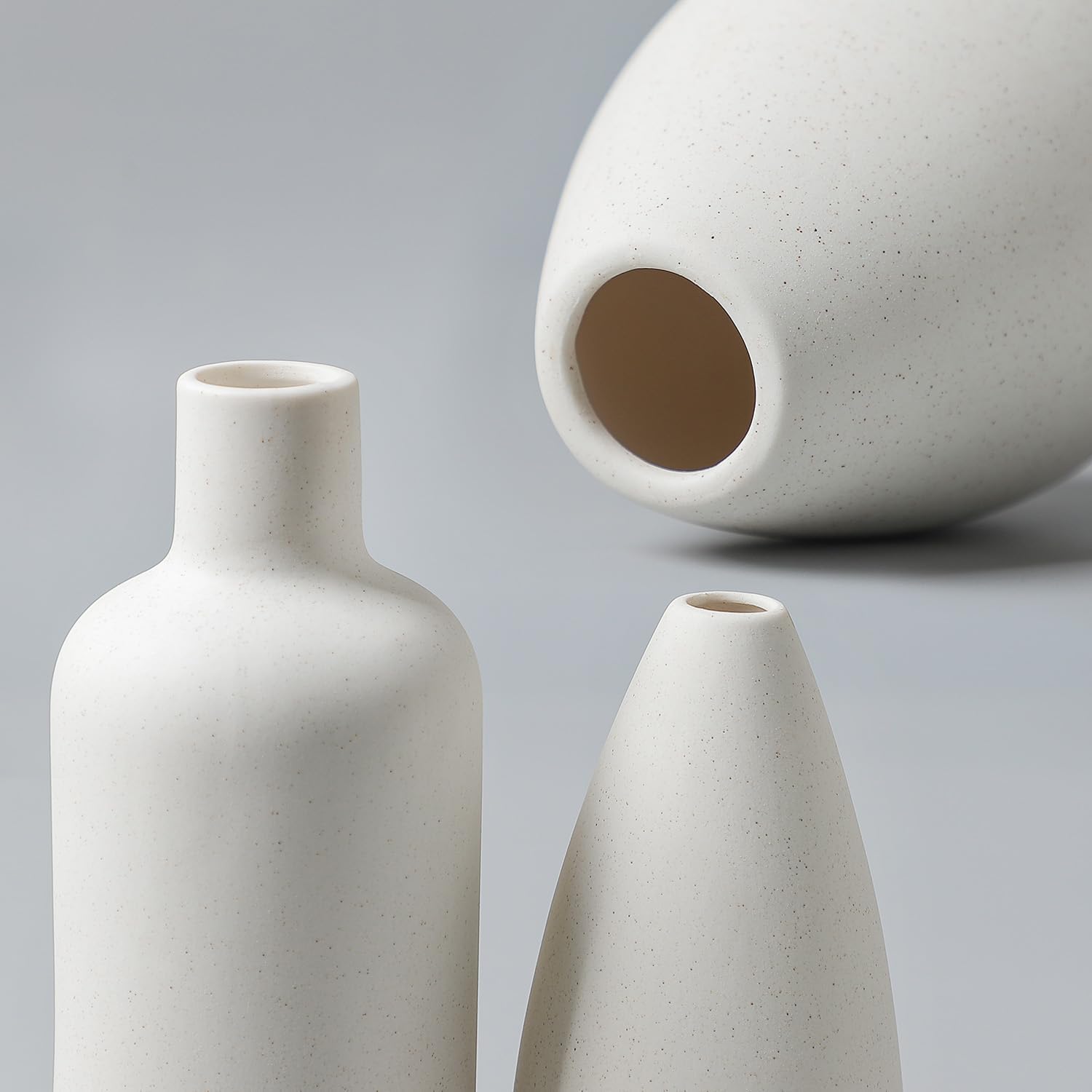 Thumbnail 2 de CEMABT Vase en céramique blanche – lot de 4 petits contenants pour fleurs (modèle unique)