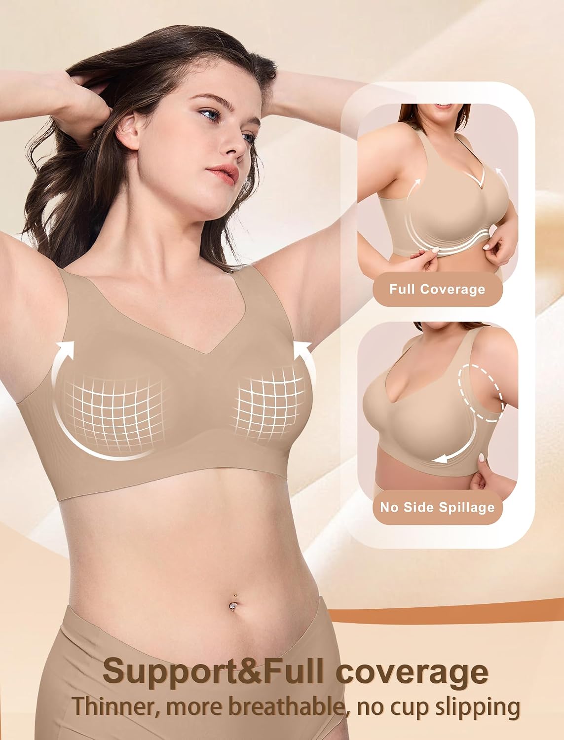 Thumbnail 2 de Jelly Wireless Bra Plus Size: Seamless Full Coverage without Underwire