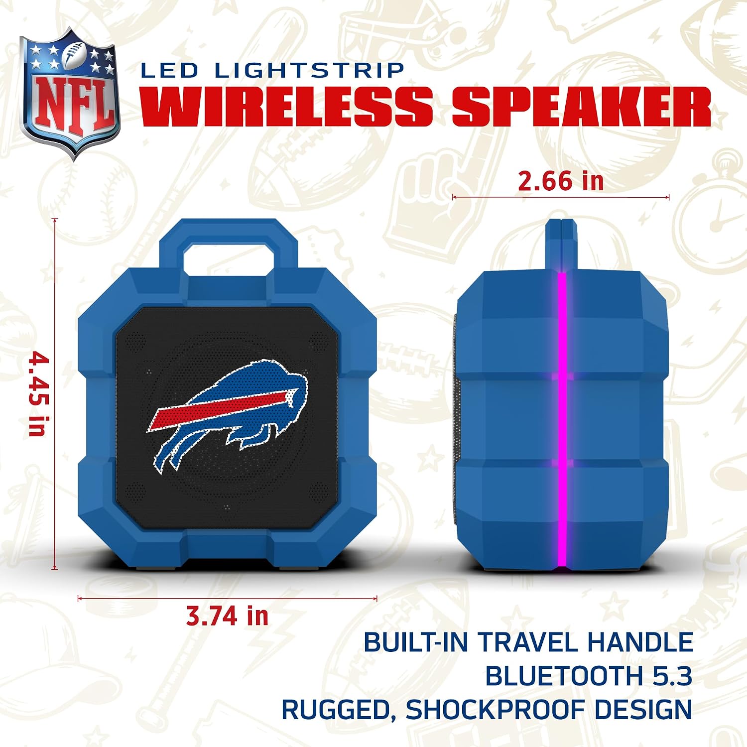 Thumbnail 2 de SOAR NFL Shockbox LED Wireless Bluetooth Speaker (IPX4, Bluetooth 5.0, over 5 hours play time)