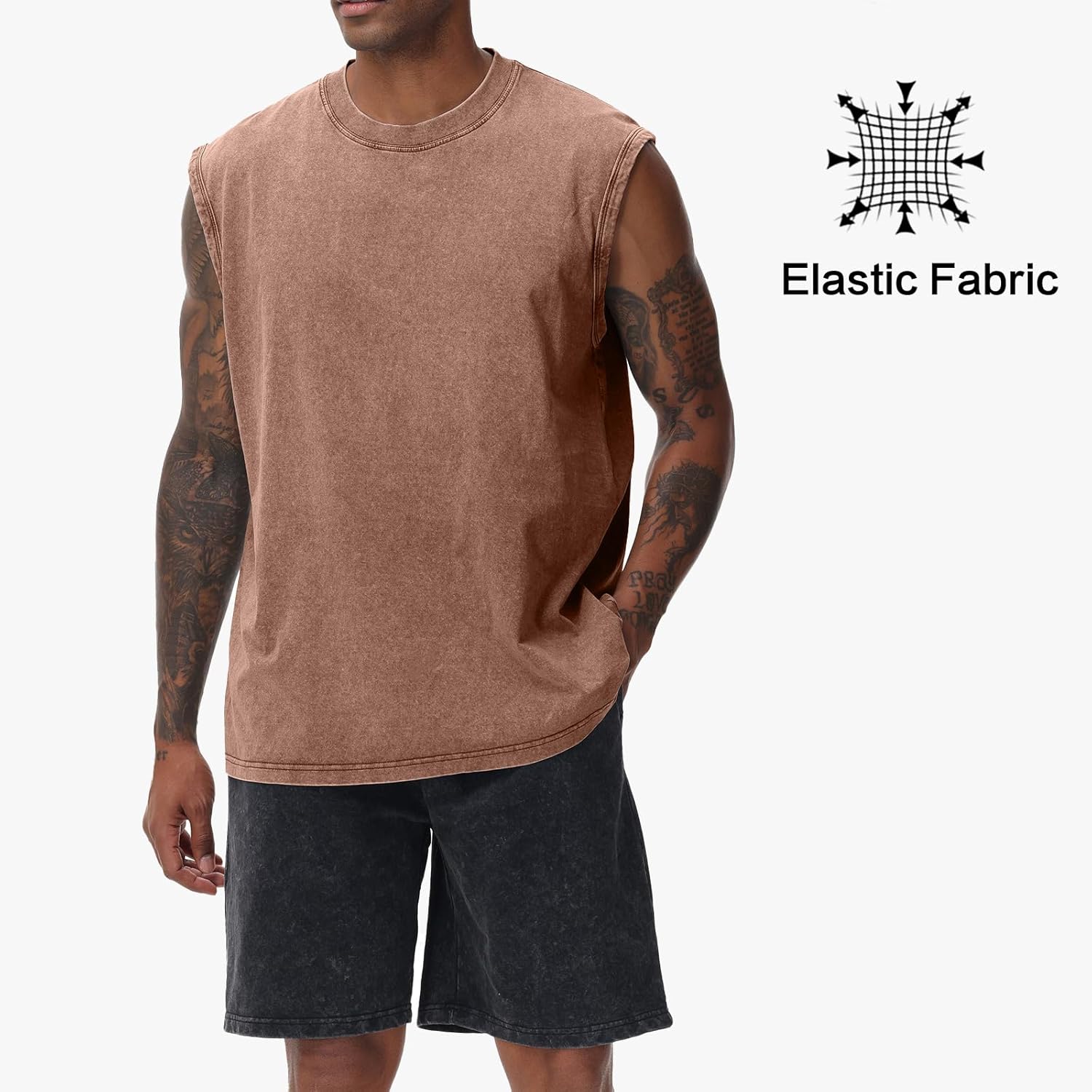 Thumbnail 2 de Herren Tank-Top: Kurzarm Sommer Ärmelloses Shirt – Fitness, Muskelshirt, Baumwolle