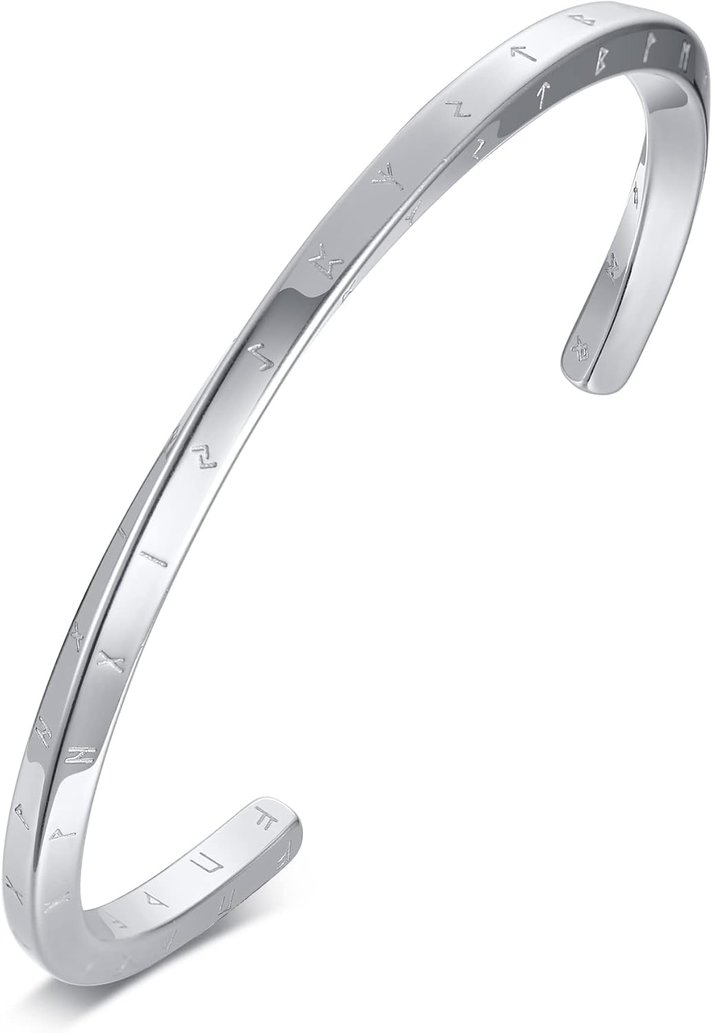 Thumbnail 6 de VNOX Viking Nordic Runes Amulet Mobius Cuff Bracelet (Stainless Steel) in Black/Silver