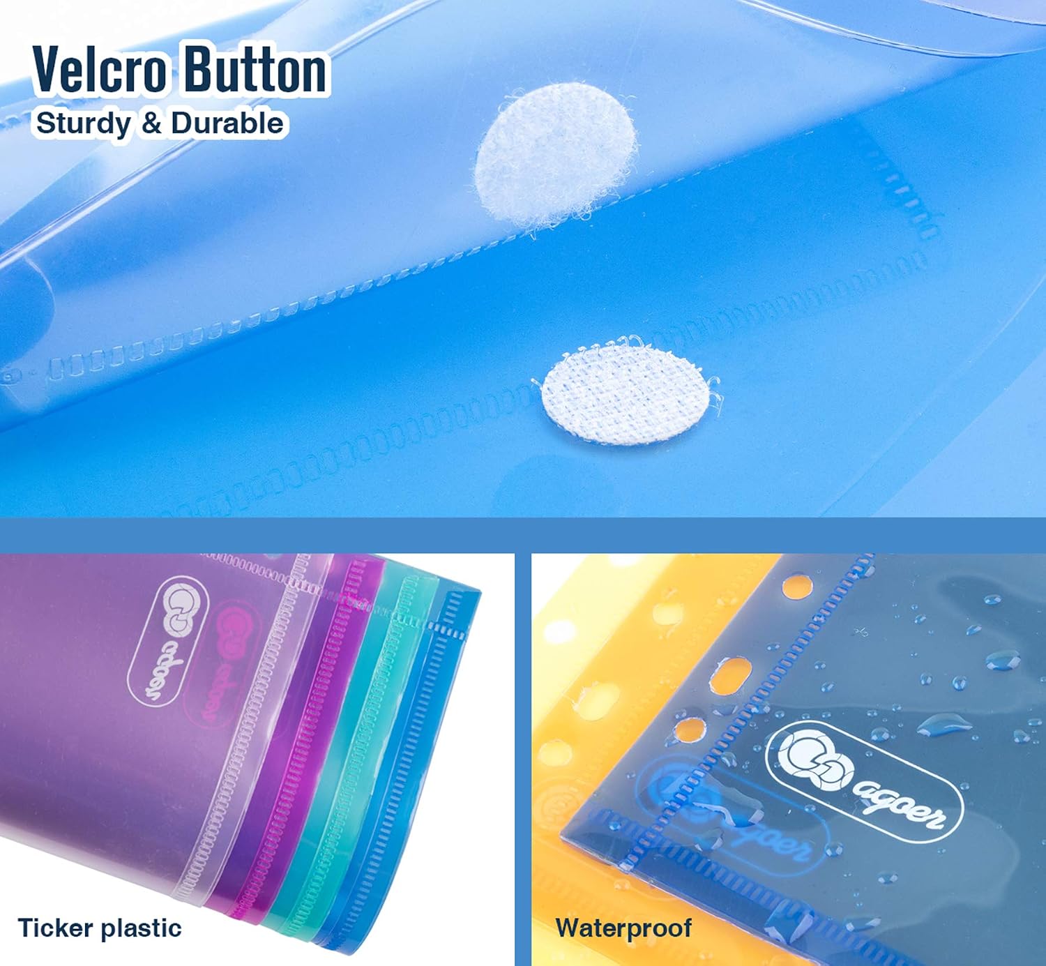 Thumbnail 1 de 24 Pack A4 Plastic Wallets with 11-Hole Binder Punched | Clear Pocket Document Wallets in Multiple Colours