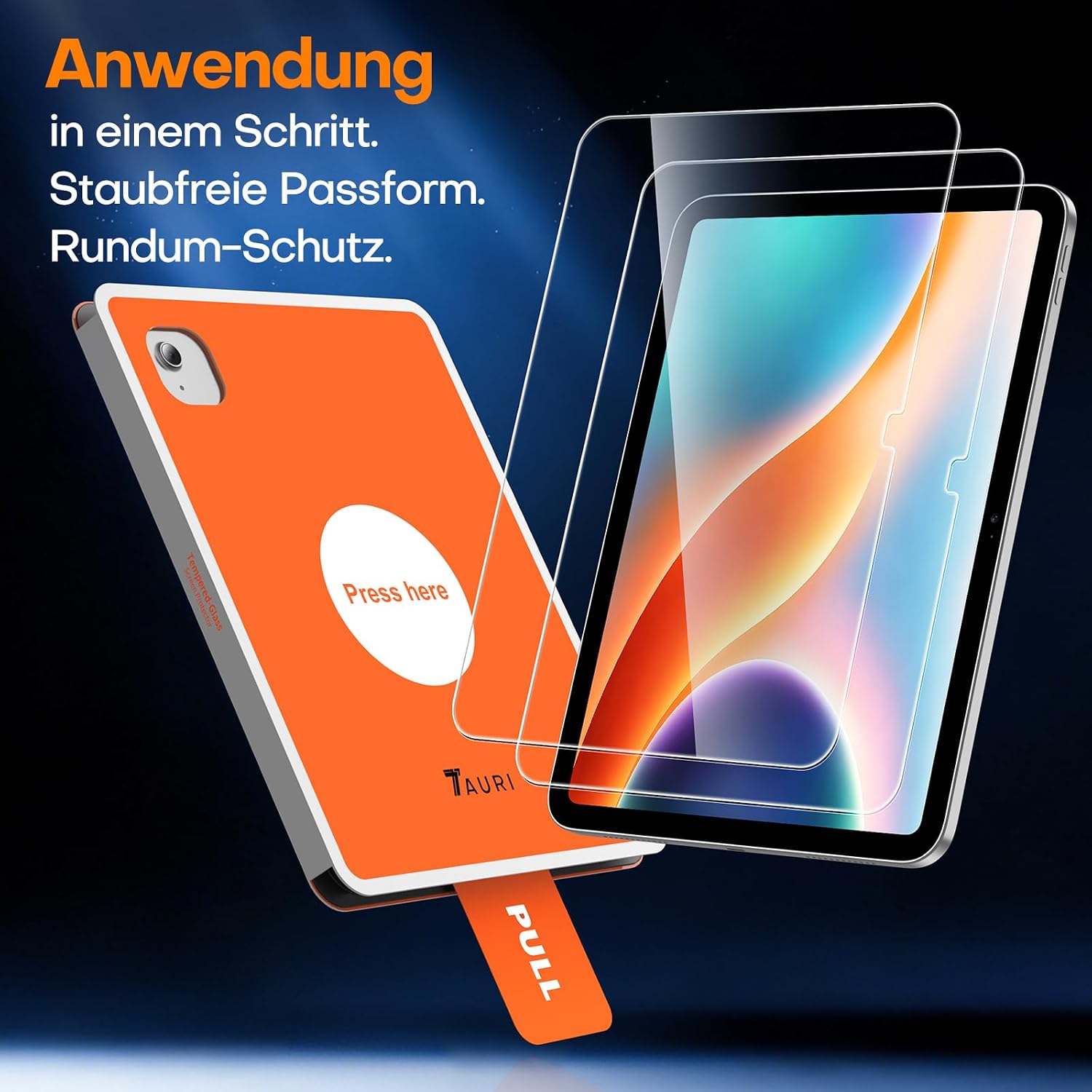 Detalle de TAURI 2er-Set Displayschutzglas für iPad A16 (11. / 10. Gen) – 9H Full-Screen Schutzglas, Staubfreie Montagehilfe