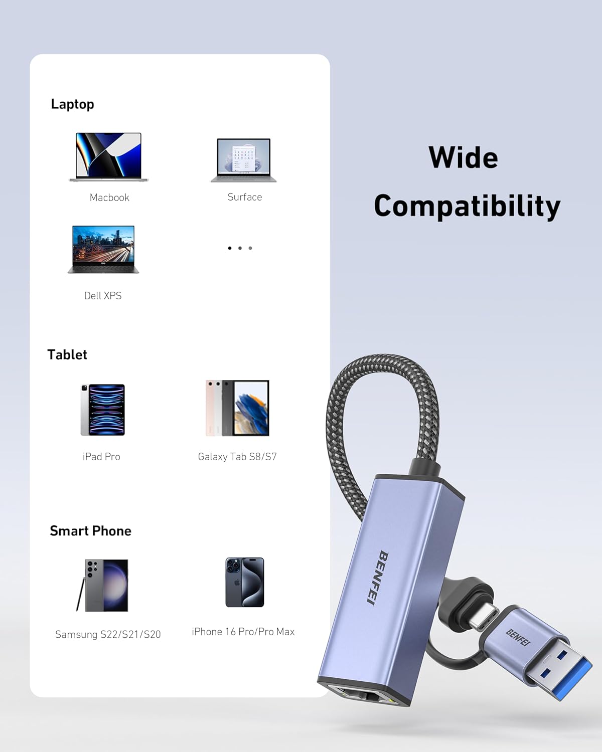 Thumbnail 6 de BENFEI USB 3.0 to Ethernet Adapter 1000Mbps 🖧