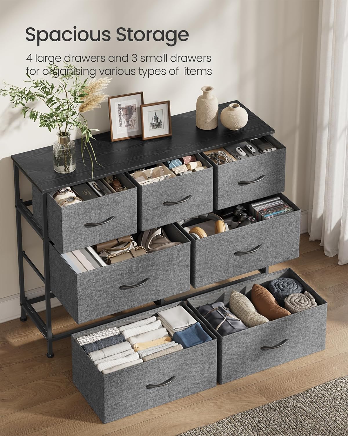 Detalle de SONGMICS BELLAH 9-drawer chest of drawers (steel, slate grey) LGS324G101