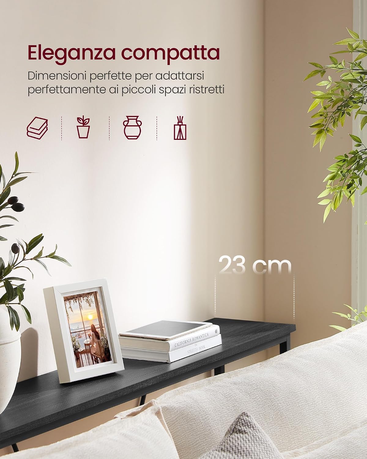 Thumbnail 3 de VASAGLE LNT020B04 tavolo consolle stretto grigio antracite e nero, per ingresso e dietro al divano