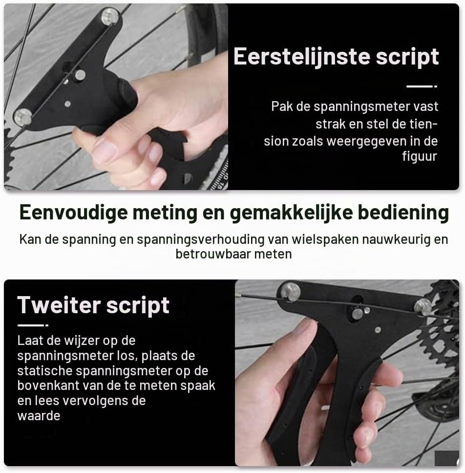 Detalle de Aoreun S-ftzlj-black spaakspanningsmeter voor ronde en platte spaken