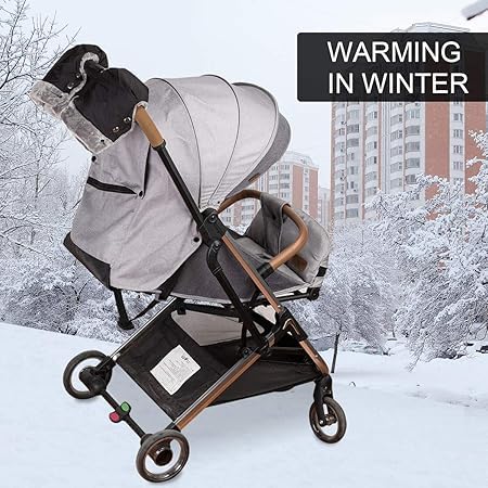 Detalle de Fengzio Kinderwagen-Handwärmer mit Fleece, wind- und wasserabweisend, Schwarz