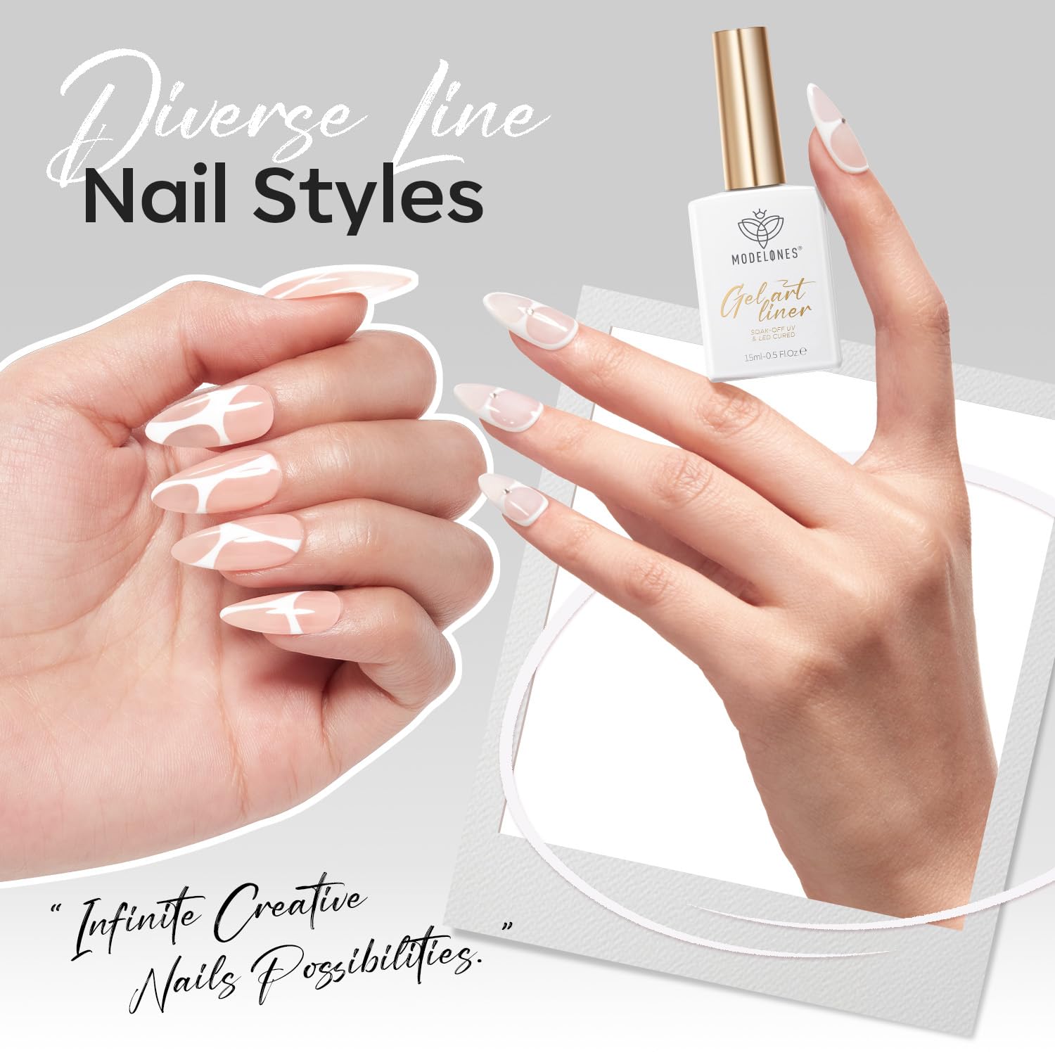 Thumbnail 3 de Modelones White French Tip Liner Gel Polish, 15 ML – Ultra-Fine Precision White Liner for French Tips & Nail Art