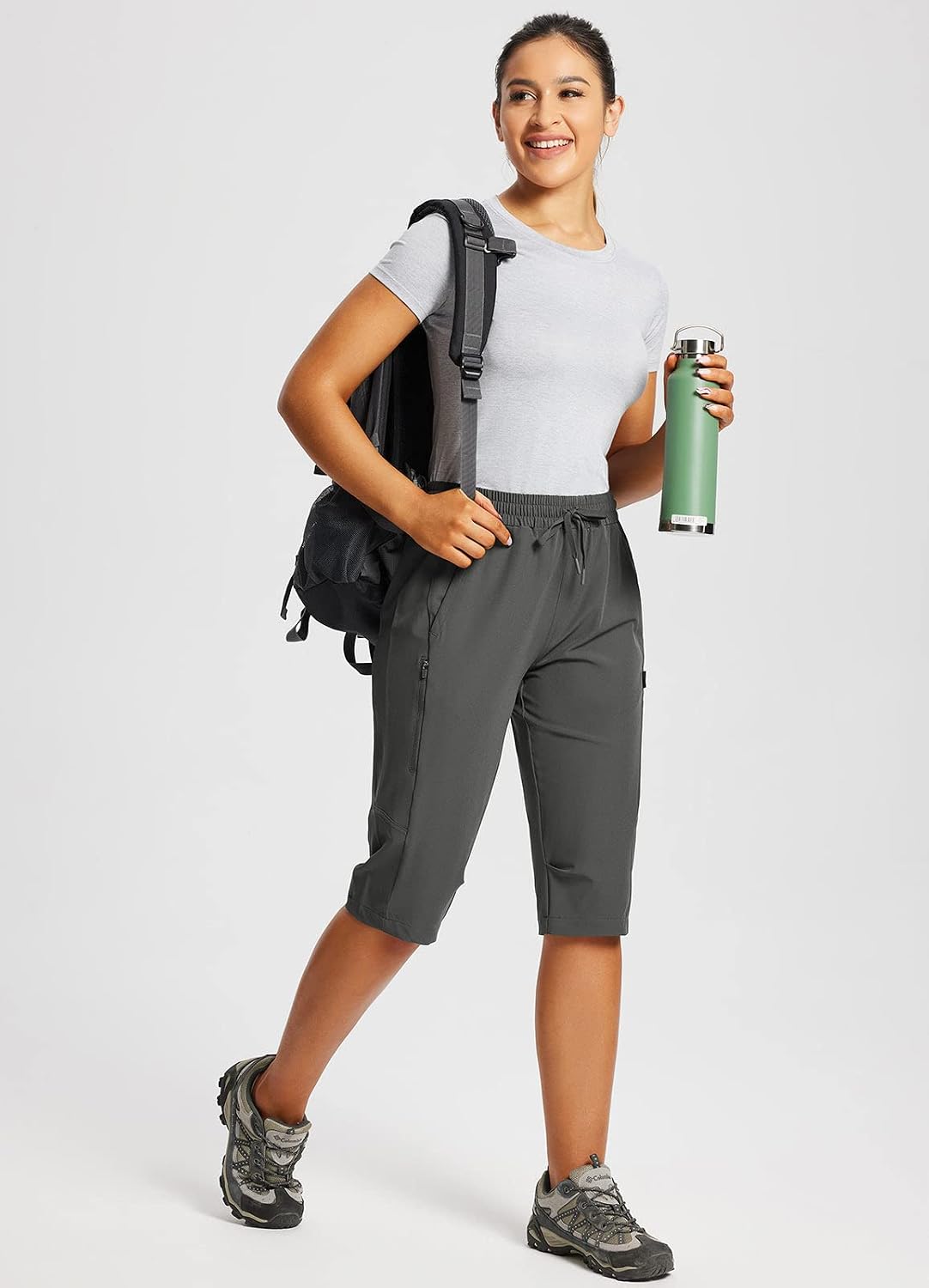 Detalle de baleaf Women's 15" Hiking Shorts Long Bermuda Cargo (Below-the-Knee) — Lightweight Quick-Dry