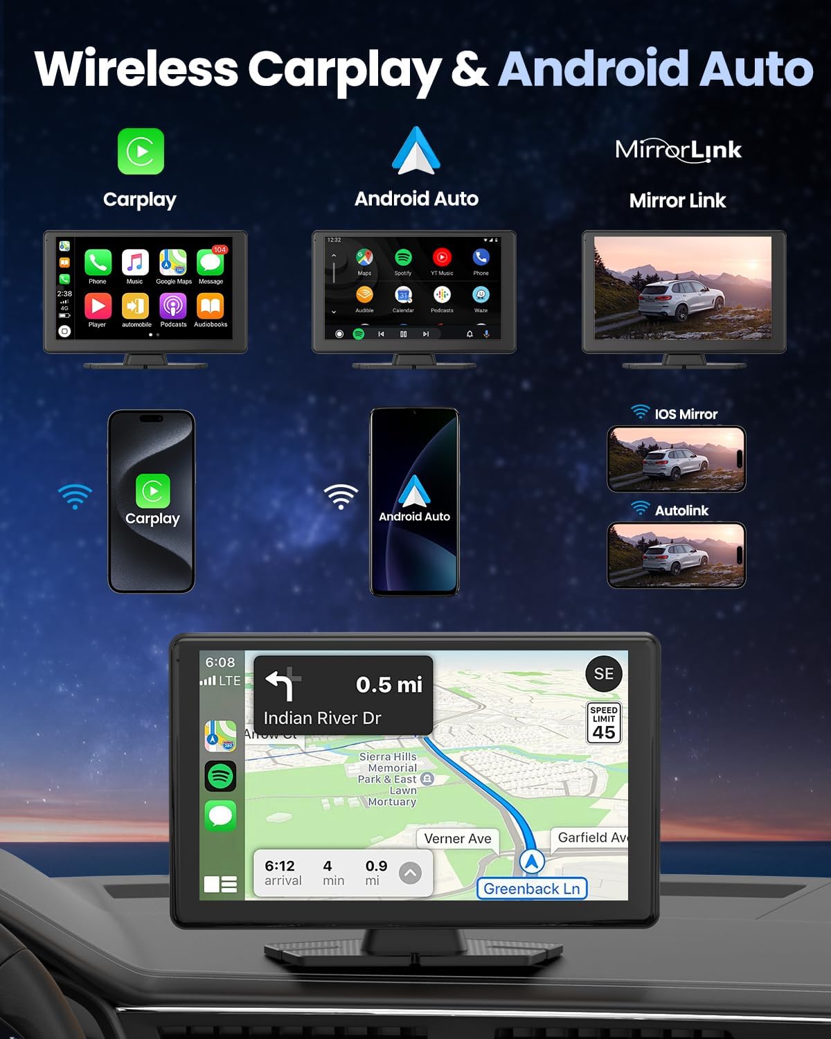 Thumbnail 5 de VyKure Portable Carplay Screen 9" wireless