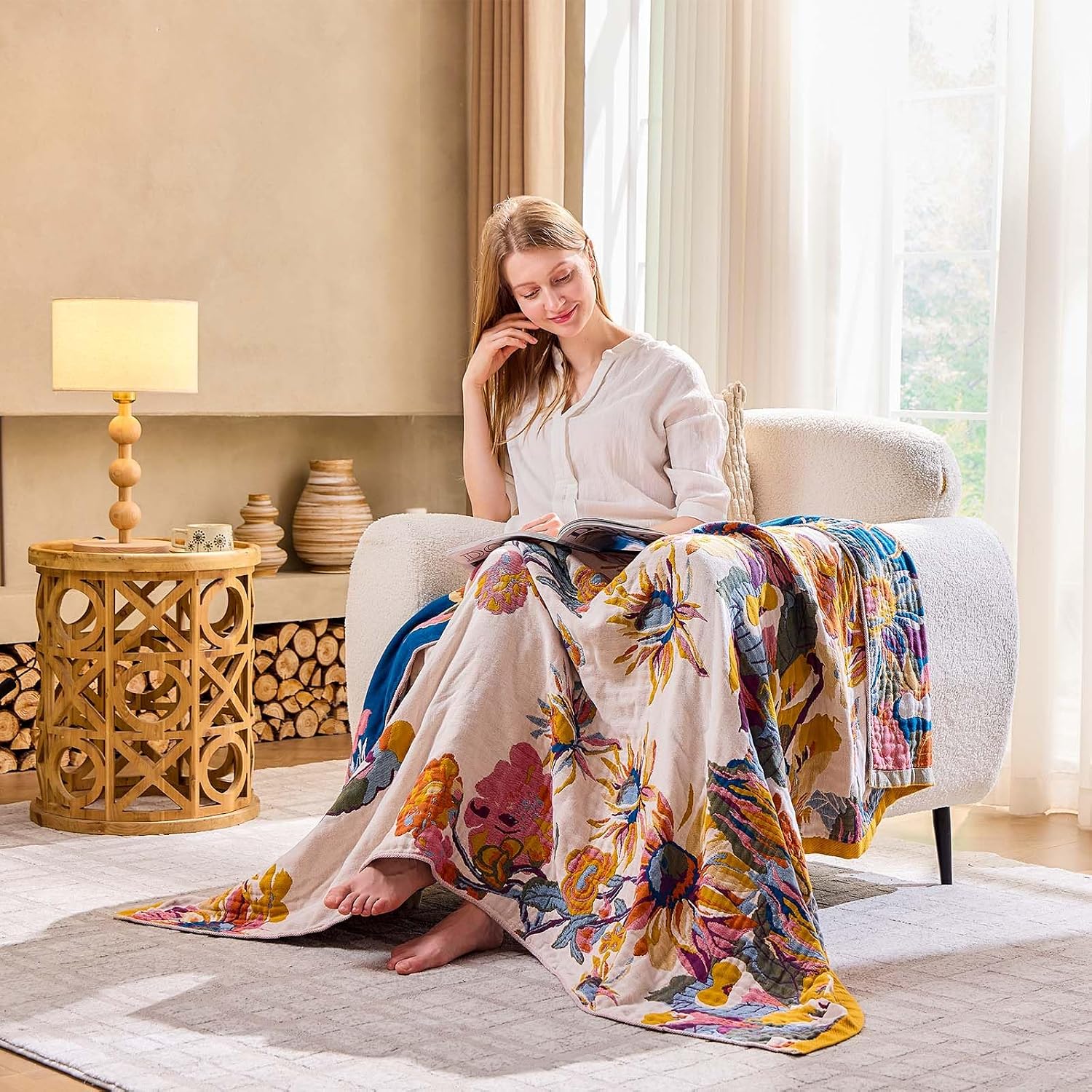 Detalle de XIBLC Boho Throw Blanket 60"x80"