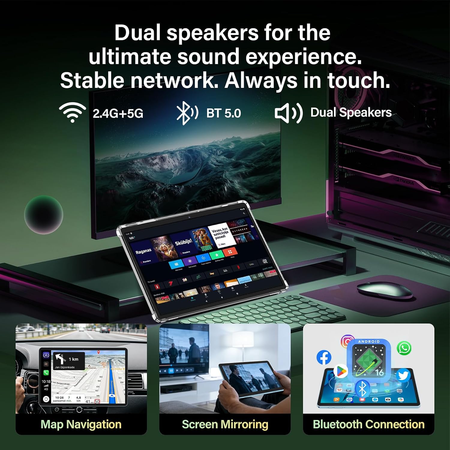 Detalle 2 de Android 10 Inch Tablet with Keyboard - Gemini AI, 16GB RAM/256GB ROM + 2TB Expandable, 8000mAh, 10" Display