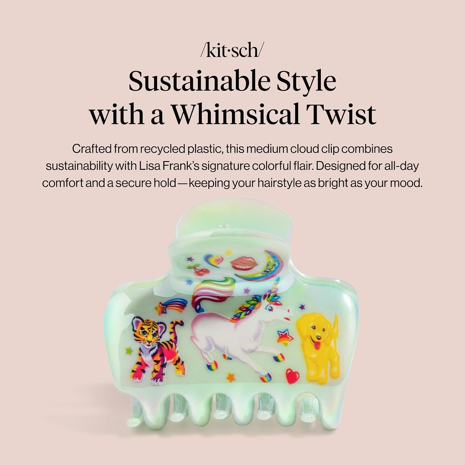 Detalle de Lisa Frank x Kitsch Markie Cloud Hair Clip: Medium Claw for Lightweight, Secure Half-Up Holds