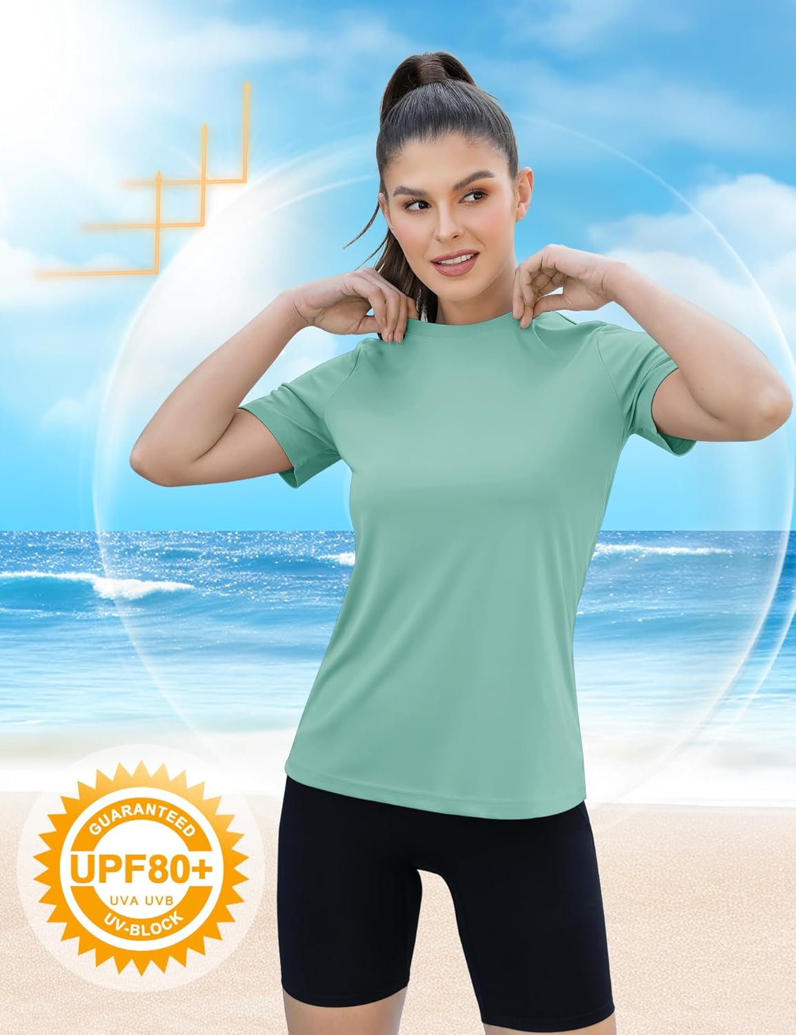 Thumbnail 4 de Rapbin Sportshirt Damen Kurzarm – UPF 50+/80+ Leichtes, atmungsaktives Fitnessshirt