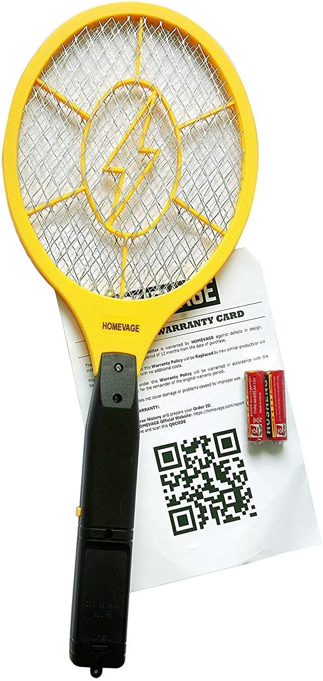 Detalle de HOMEVAGE Electric Fly Swatter with 3-Layer Safety Mesh and 2 AA Batteries
