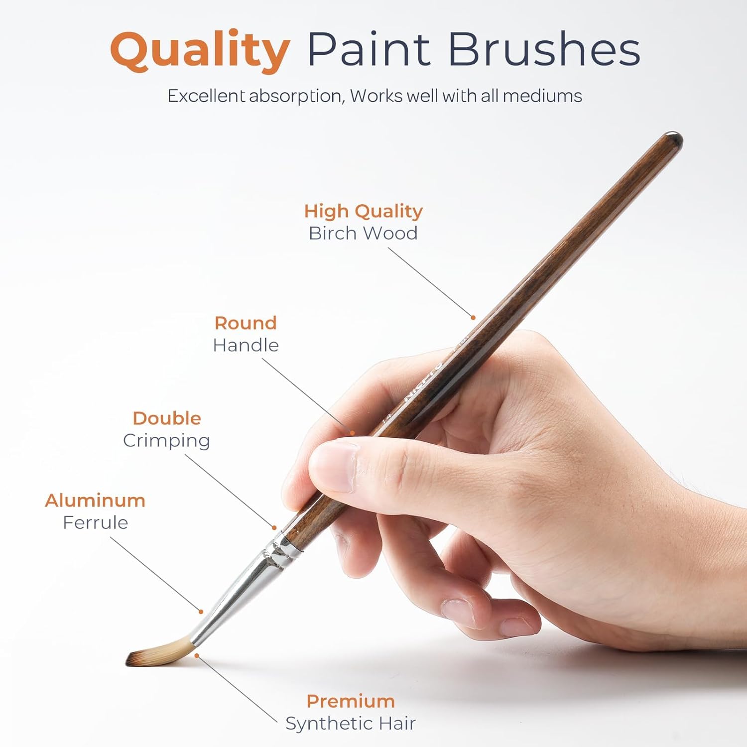 Detalle de Nicpro 30pcs Paint Brush Set — Professional Nylon Brushes with Roll-Up Case